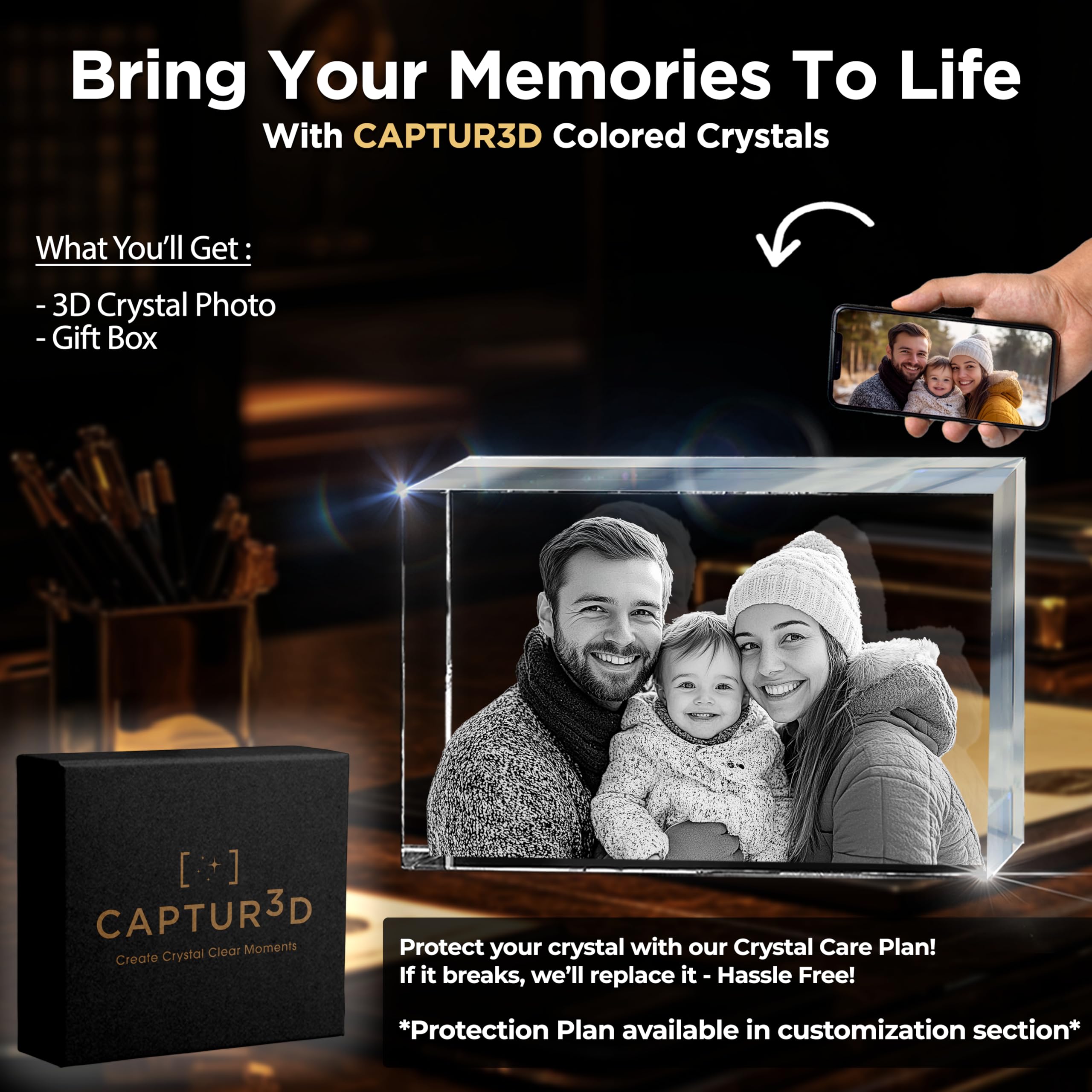 2 Pcs Personalized 3D Crystal Photo Gift for Mom, Women & Wife - Custom Laser Etched Glass Keepsake for Mother's Day, Birthday, Anniversary & Wedding | Perfect Home Decor & Sentimental Present