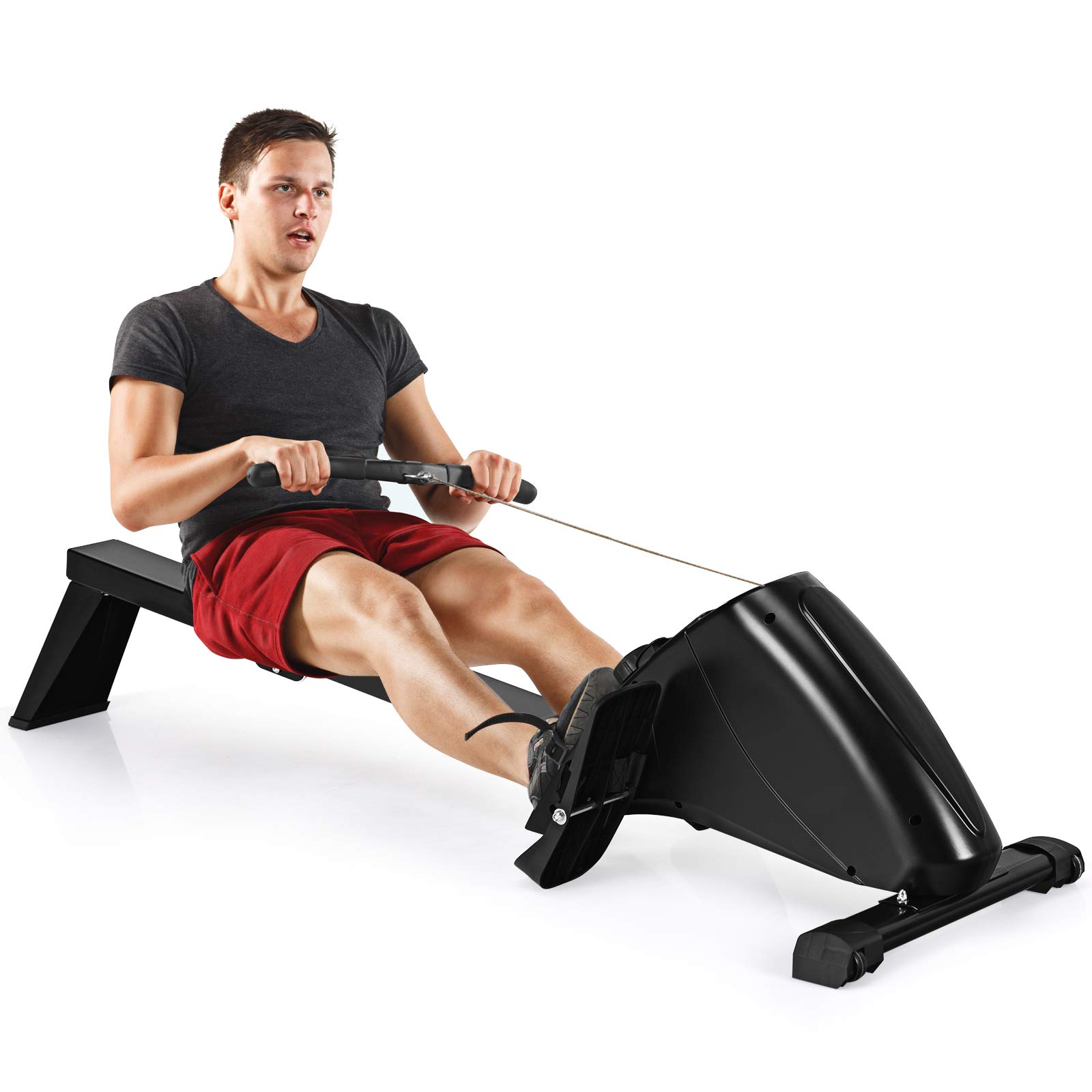 Best Magnetic Folding Rowing Machine for Home Use - 10-Level Adjustable Resistance with LCD Monitor, Supports 330lbs - Perfect for Home Gym, Cardio Workouts & Full-Body Exercise