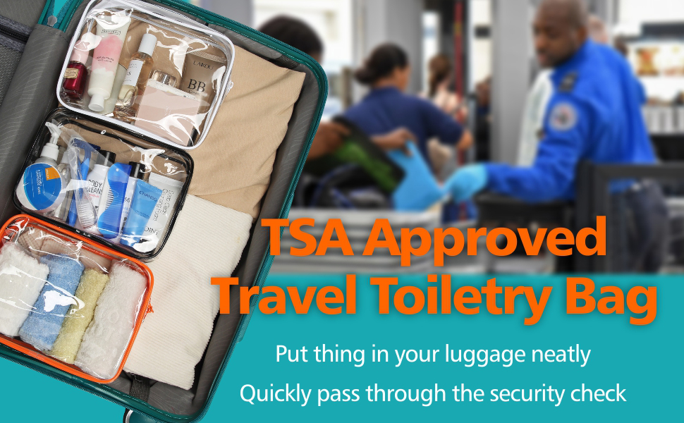 BESTOTTAM Clear Travel Toiletry Bag for Airports - TSA Approved Transparent Cosmetic Pouch & Shower Bag - Leakproof Plastic Toiletries Organizer (1 Set, Black) - Perfect for Carry-on Luggage & Quick Security Checks