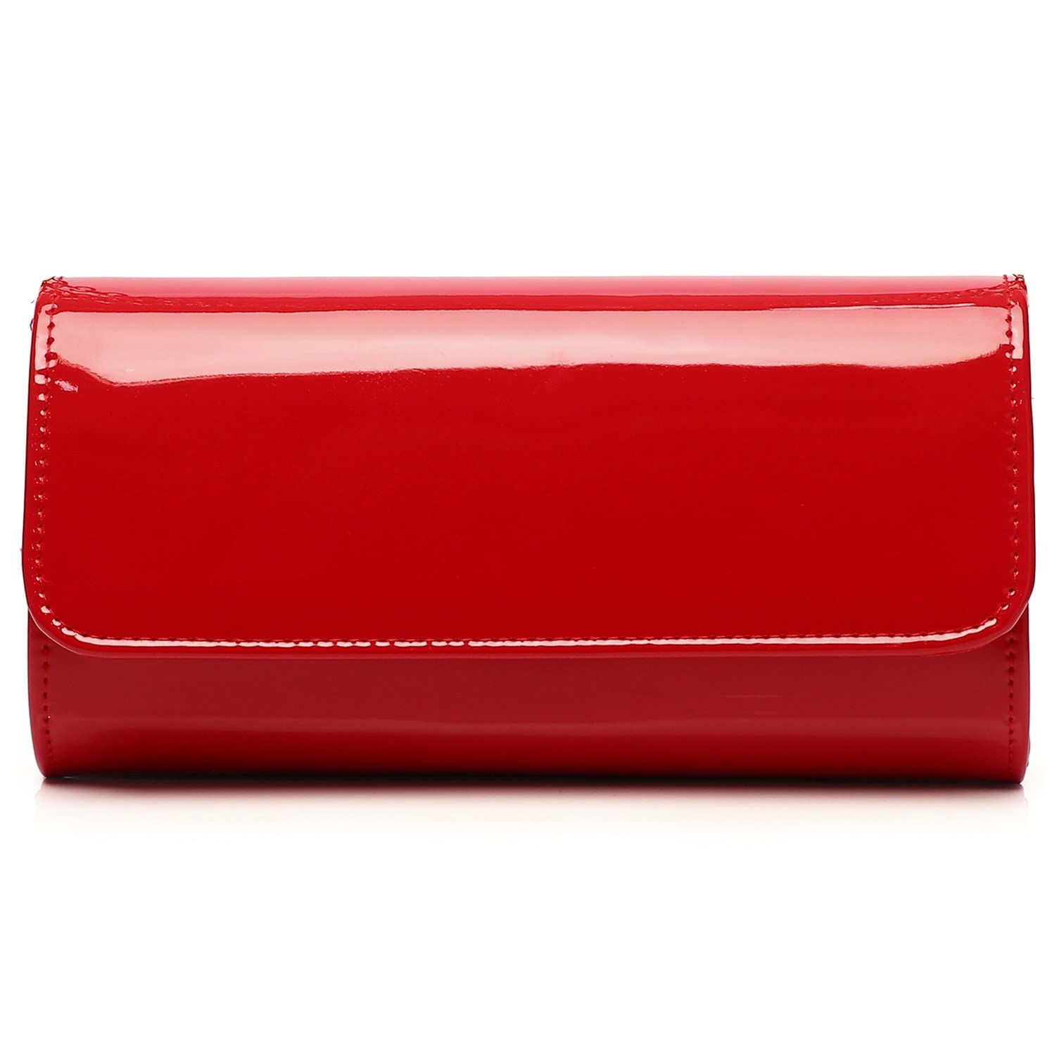 Elegant Nude Clutch Purse for Women - Red & Black Patent Leather Envelope Handbag - Perfect for Weddings, Parties, Travel & Special Occasions