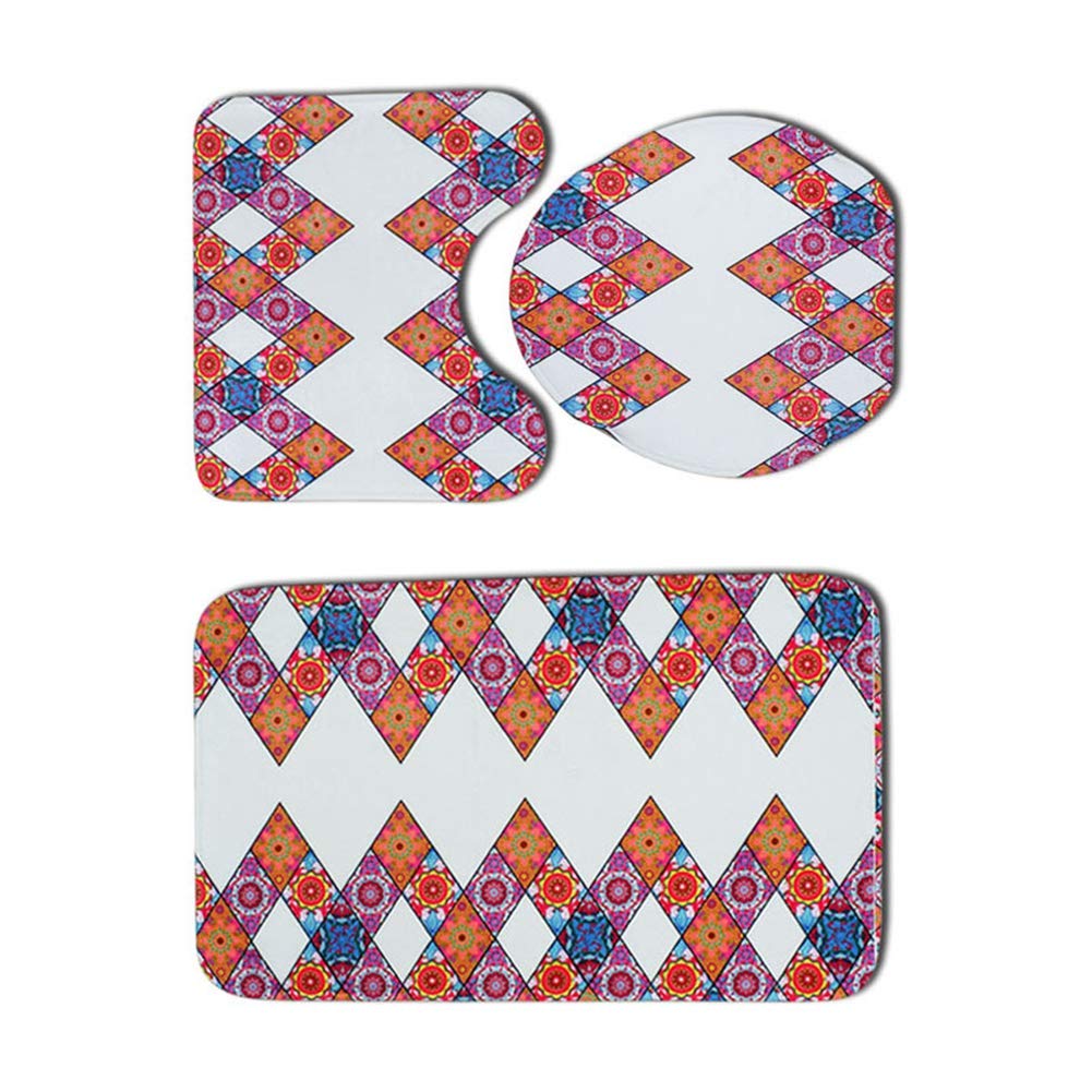 Country Style Non-Slip Toilet Seat Cover Set with U-Shaped Pad - Soft Bathroom Toilet Cushion for Comfort & Style - Perfect for Bathroom, Toilet, Balcony & Kitchen Use (3-Piece Set)