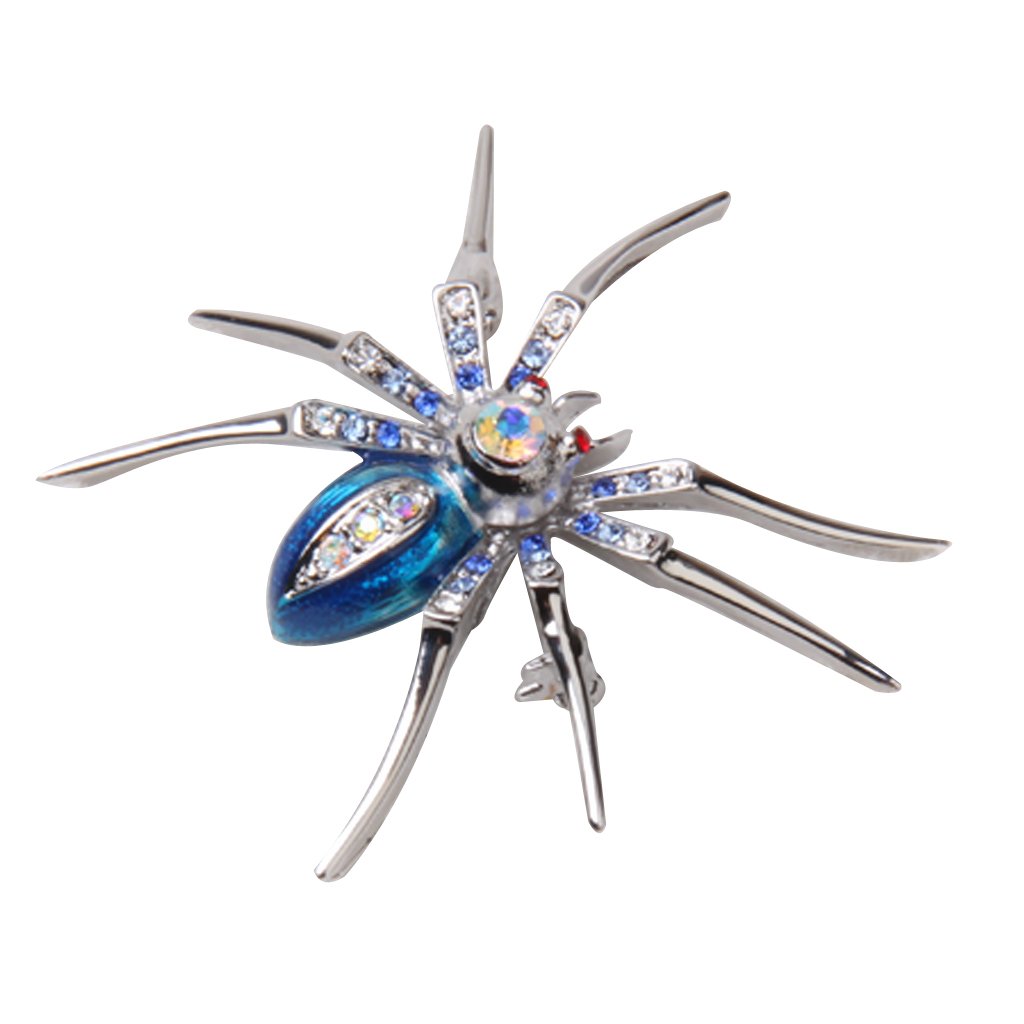 Vintage Crystal Rhinestone Spider Brooch - Silver Plated Fashion Jewelry Pin for Women | Gothic Accessories, Halloween Costume, Party Outfit, Punk Rock Style