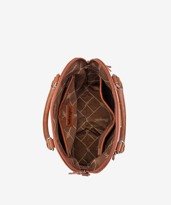 Wrangler Dome Satchel Crossbody Bag for Women & Men - Durable Leather Shoulder Bag - Perfect for Travel, Work & Everyday Use