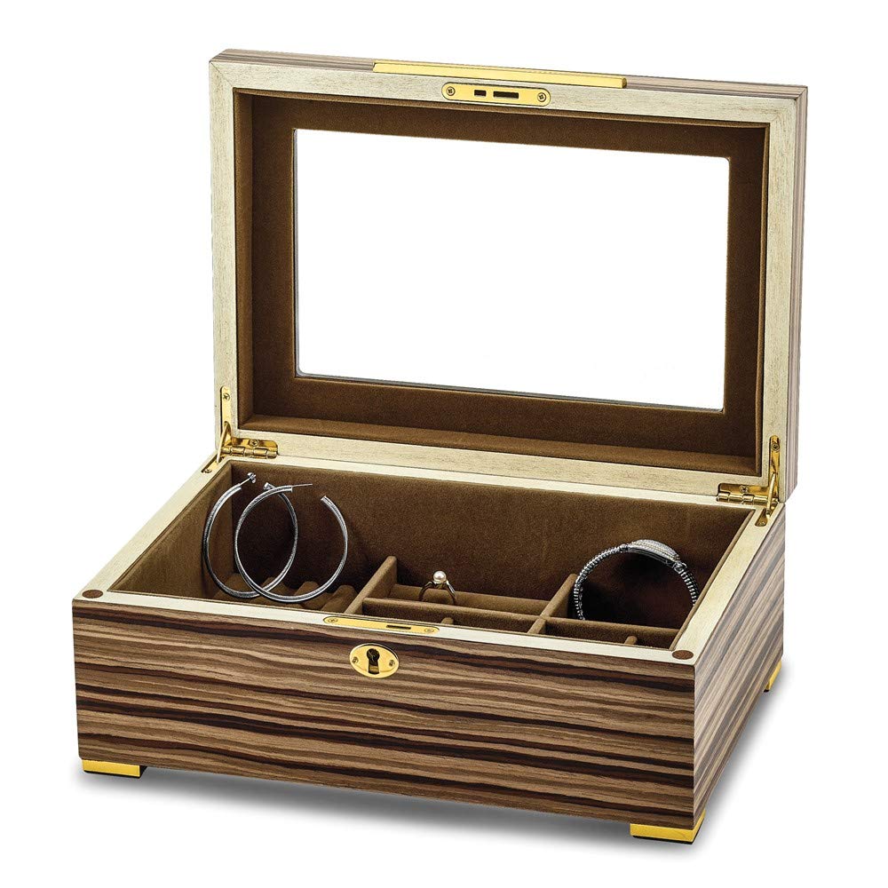 Premium South American Vine Matte Veneer Glass Lid Watch Case with Lock - Elegant Storage for Luxury Watches, Jewelry & Collectibles | Ideal for Travel, Display & Home Decor