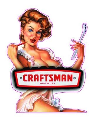 CRAFTSMAN TOOLS Pin Up Girl Sticker - Waterproof Vinyl Decal for Cars, Laptops, Walls & Trucks - Easy to Apply & Remove - Perfect for Car Enthusiasts & Home Decor