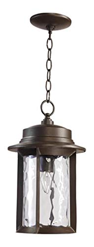 Oiled Bronze Hammered Glass Hanging Lantern with Clear Glass - Perfect for Porch, Patio, Garden & Outdoor Decor