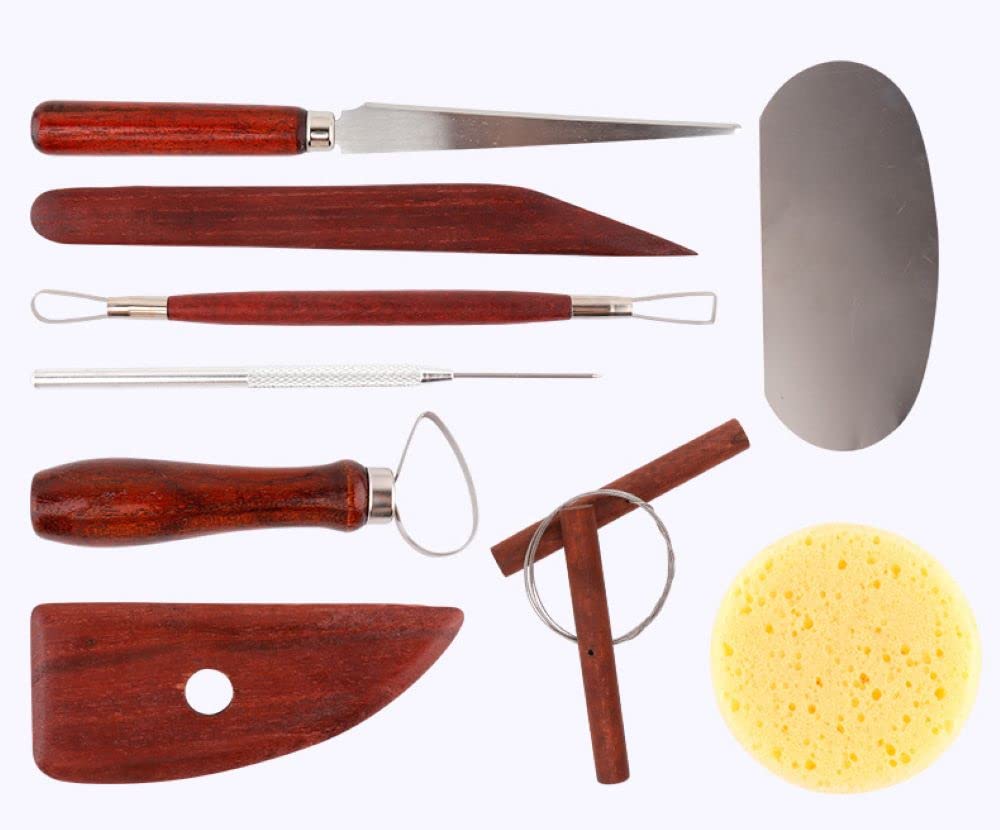 Feqsky 9-Piece Red Clay Sculpting Kit - Professional Polymer Clay Tools for Smoothing, Carving & Shaping - Ceramic & Pottery Modeling Tools for Artists & DIY Crafters - Perfect for Sculpting, Pottery Making & Art Projects