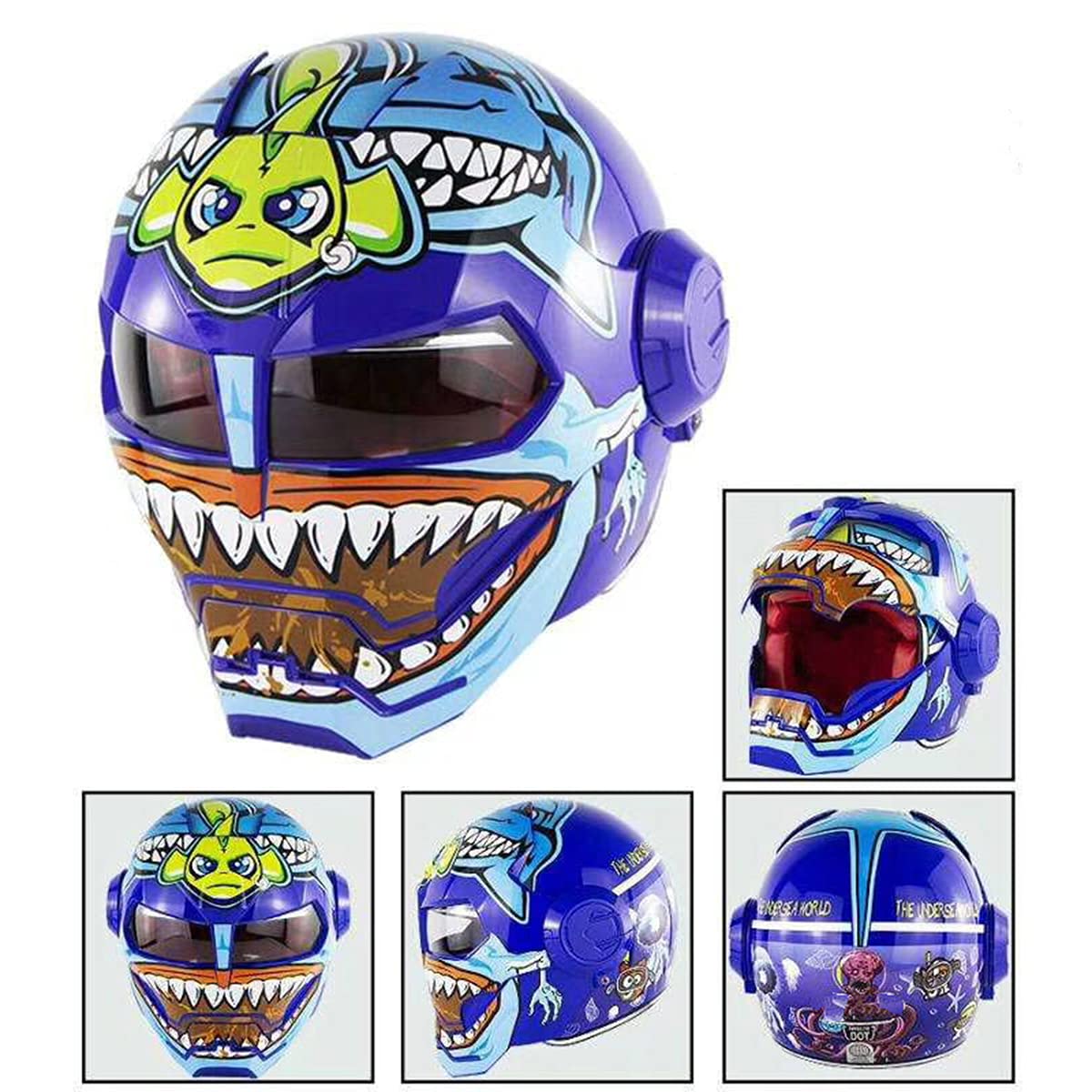 Predator Motorcycle Helmet - DOT Certified Full Face Flip-Up for Riding & Cosplay