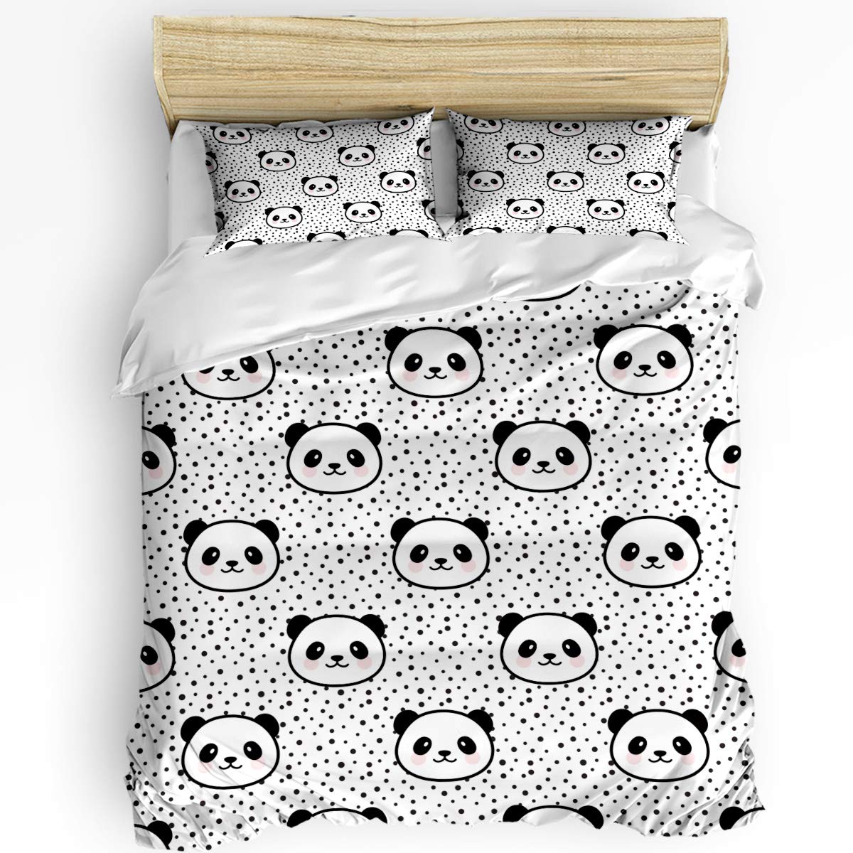 Trendy Super Soft Kids Duvet Cover Set with Cute Giant Panda Head Design - King Size Bedding Collection Includes 1 Comforter Cover & 2 Pillowcases - Perfect for Children's Bedrooms, Nursery Decor, and Cozy Sleepovers