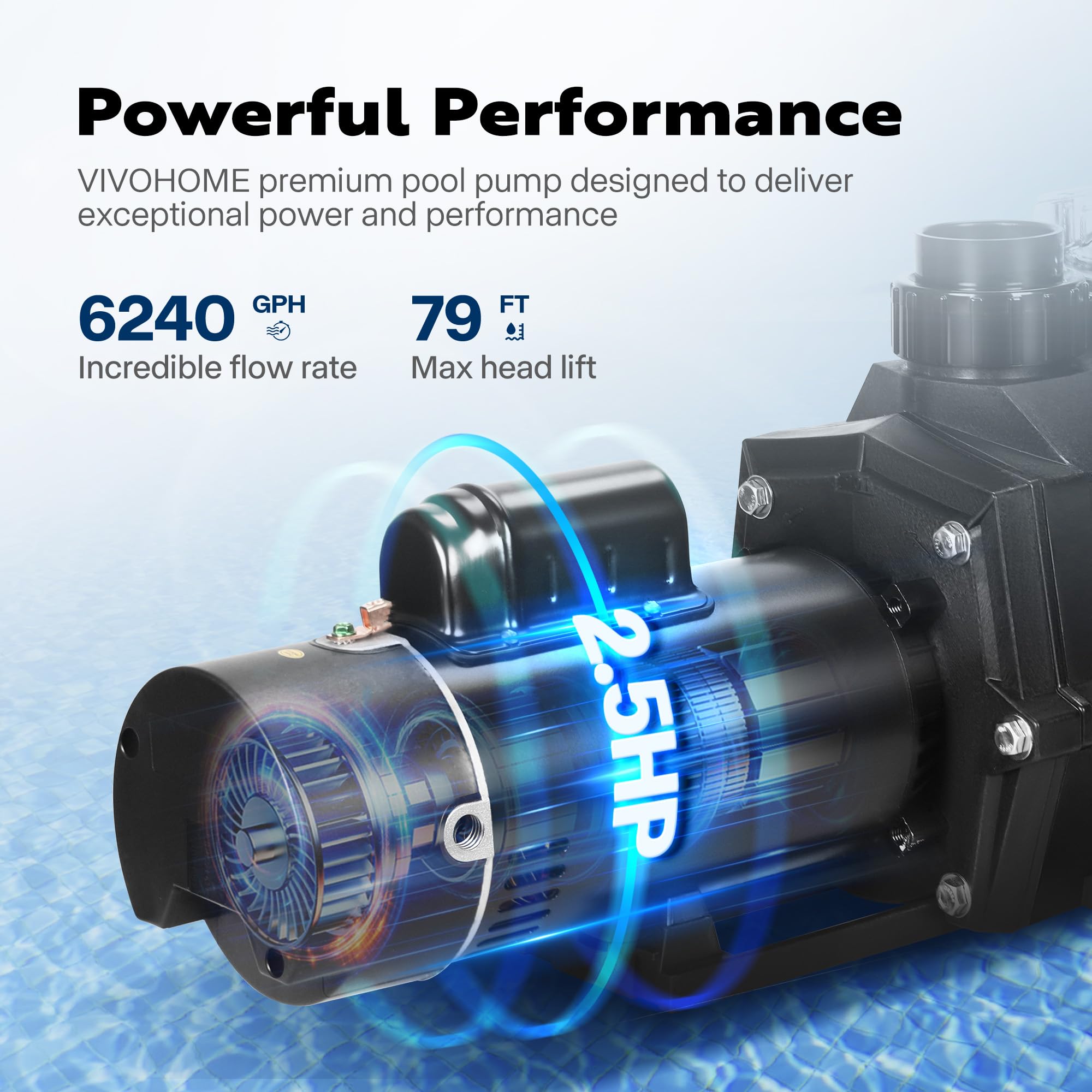 VIVOHOME 2.5 HP Self Priming In-Ground Swimming Pool Pump - Dual Speed 2