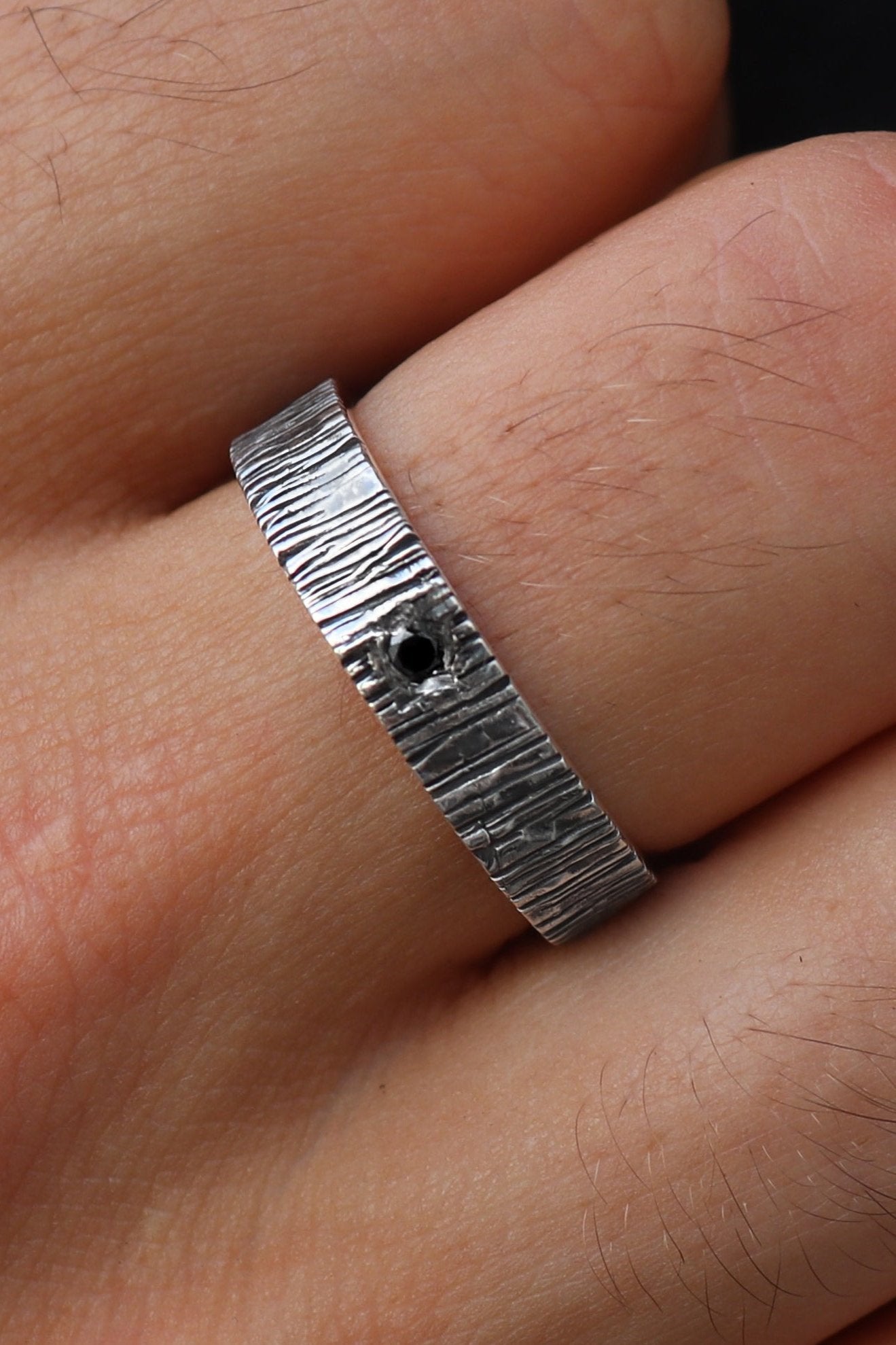 Brushed Black Diamond Wedding Band Ring for Men - Elegant & Durable Tungsten Carbide Ring for Engagement, Anniversary, and Everyday Wear