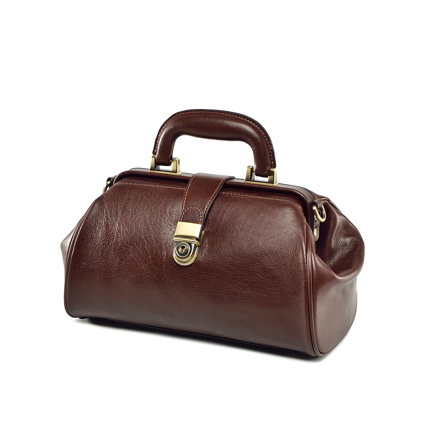 Genuine Leather Women's Shoulder Bag - Retro Doctor Style Handmade Cowhide Buckle Purse for Work, Travel & Everyday Use