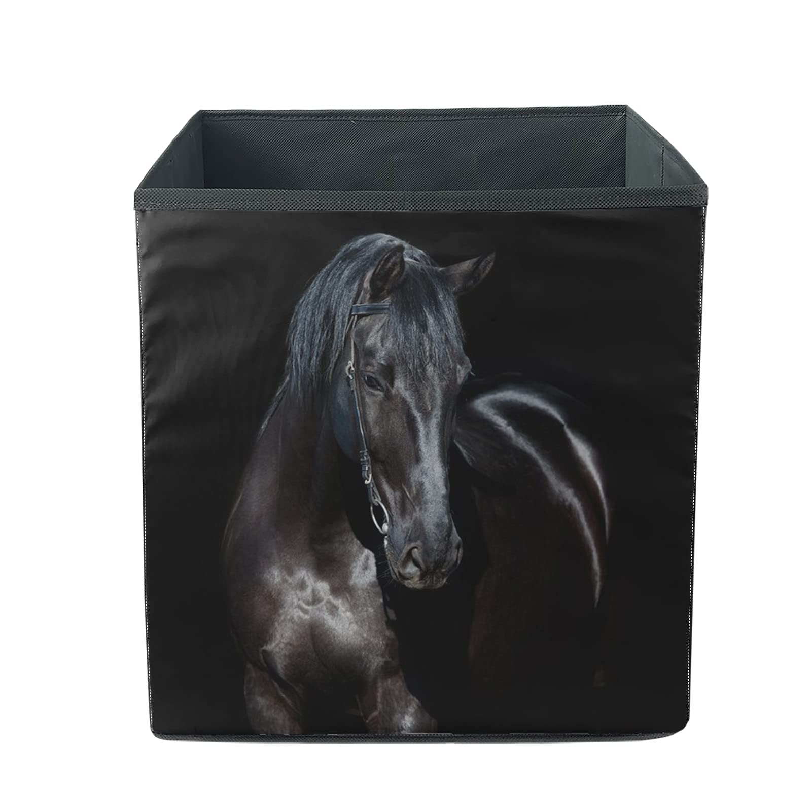 AFPANQZ 13x13x13 Inch Collapsible Storage Bins - 3D Horse Print Fabric Storage Cubes & Organizer Baskets for Nursery, Kids Room, Girls Bedroom, Office, Closet & Shelf Organization (Set of 6) - Perfect for Toys, Books, Clothes & Home Decor Storage