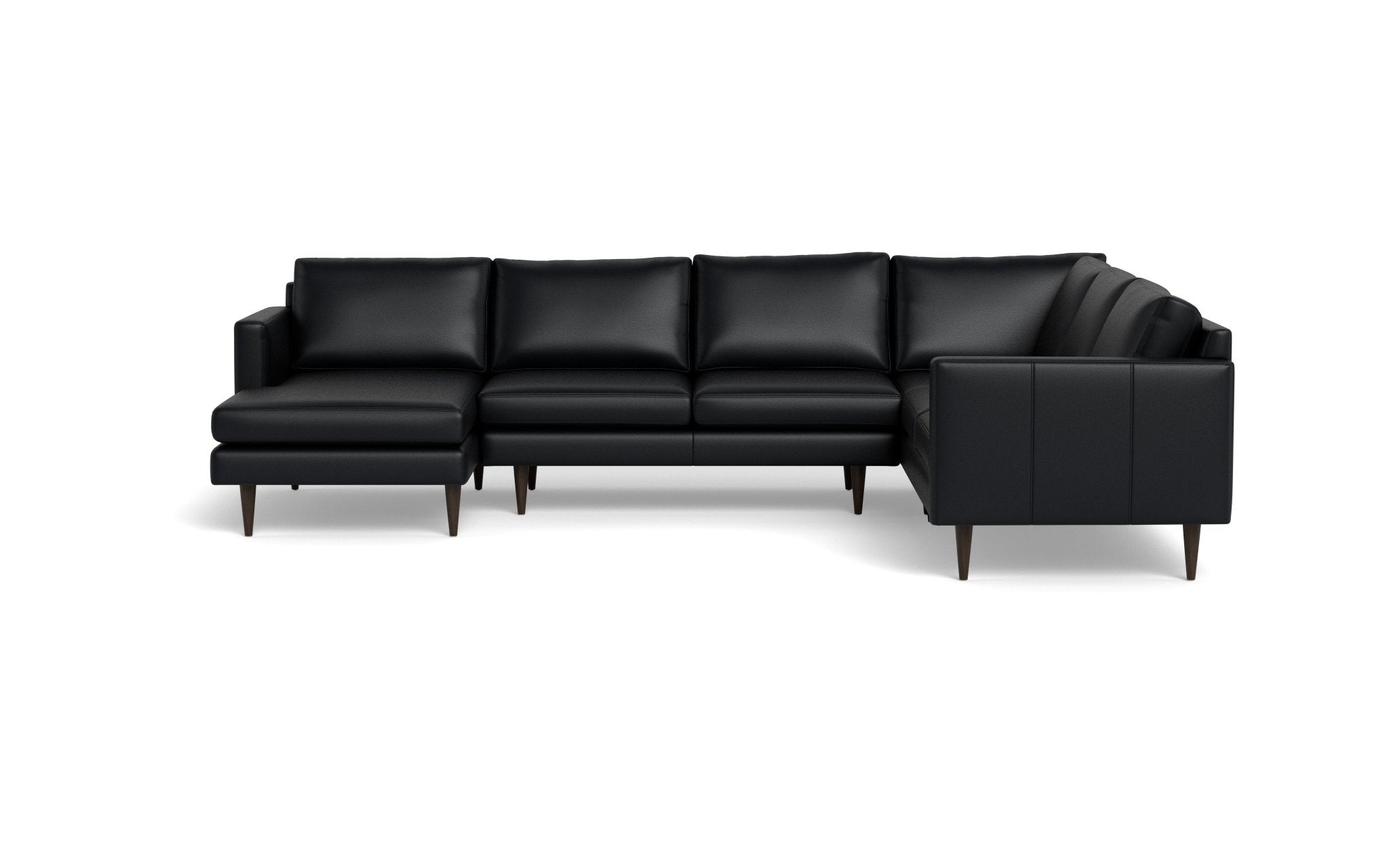 Wallace 131 Genuine Leather Sectional Sofa with Left Chaise - Modern Untufted Corner Couch for Living Room, Lounge & Home Theater