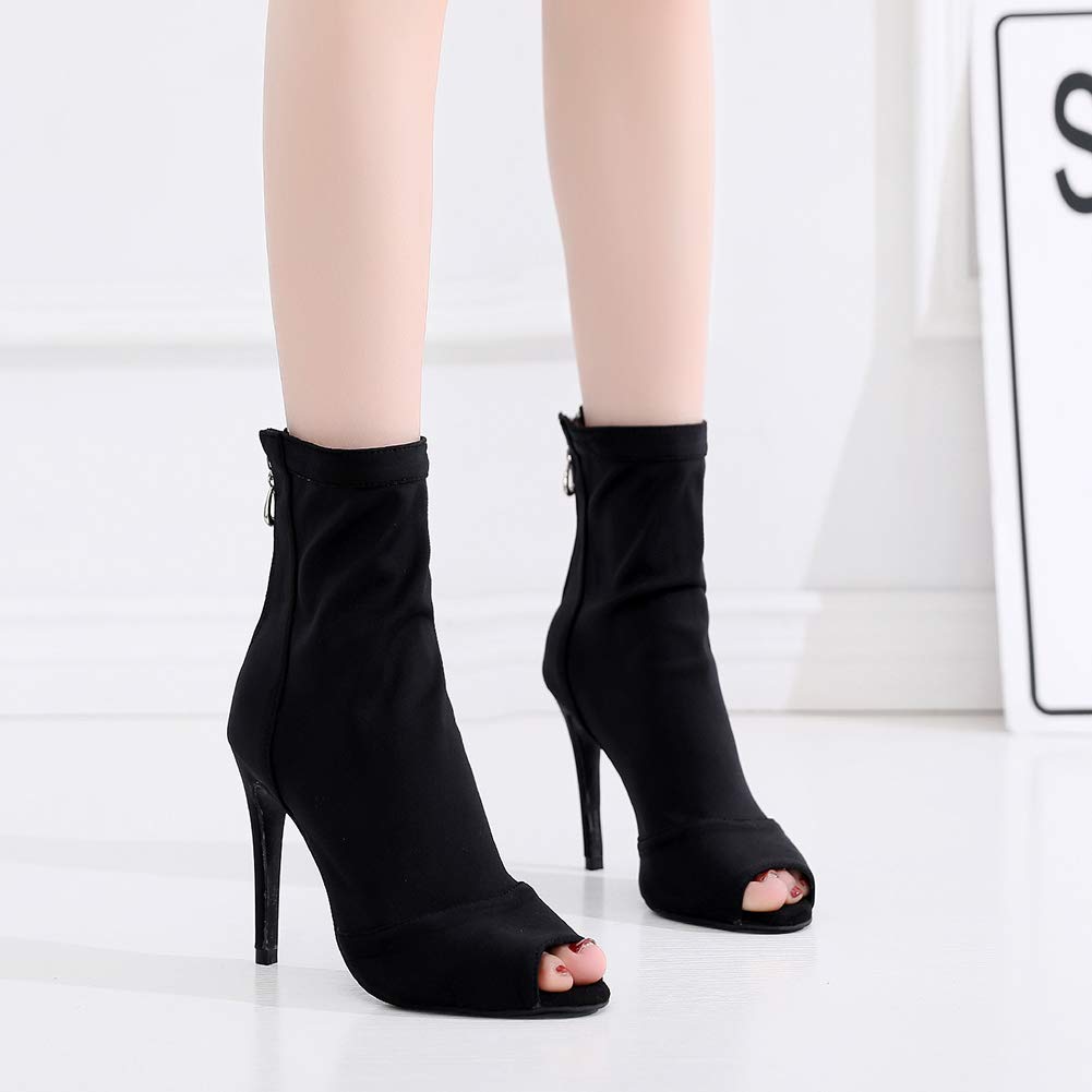 SWDZM Women's Peep Toe Latin Dance Boots - Professional Ballroom Tango Salsa Dance Shoes with 3 Inch Heels for Women | Perfect for Dance Competitions, Performances & Practice