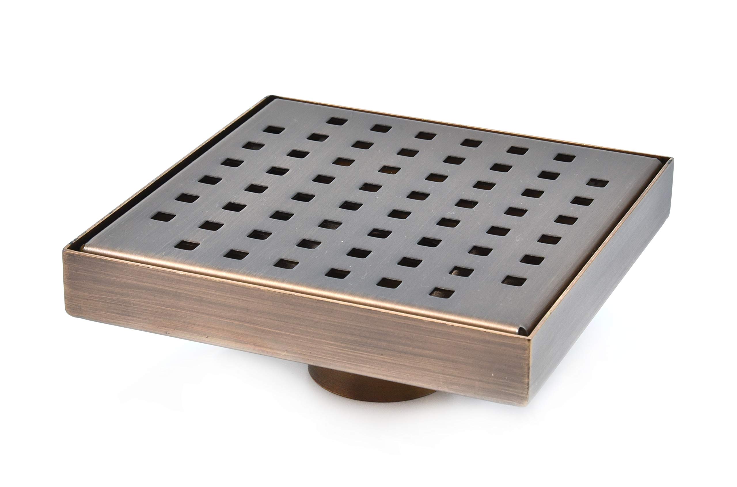 Serene Drains Oil Rubbed Bronze 6 Inch Square Shower Drain with Hair Catcher - Traditional Square Design for Bathroom & Shower Remodeling