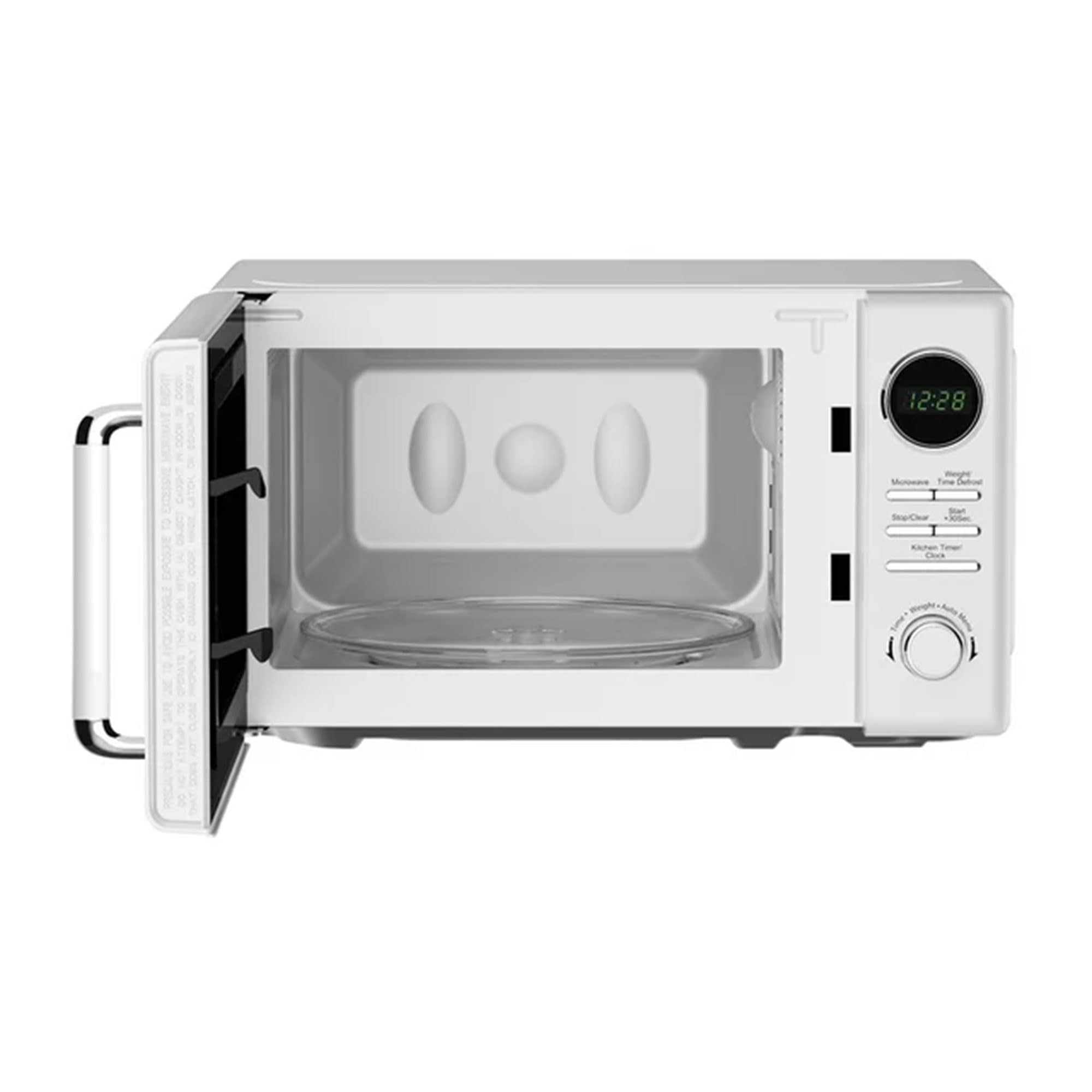 Magic Chef 0.7 Cu Ft Countertop Microwave Oven - Retro Style Compact Microwave for Small Kitchens, Dorms & Offices - White (Perfect for Heating Meals, Popcorn & Beverages)