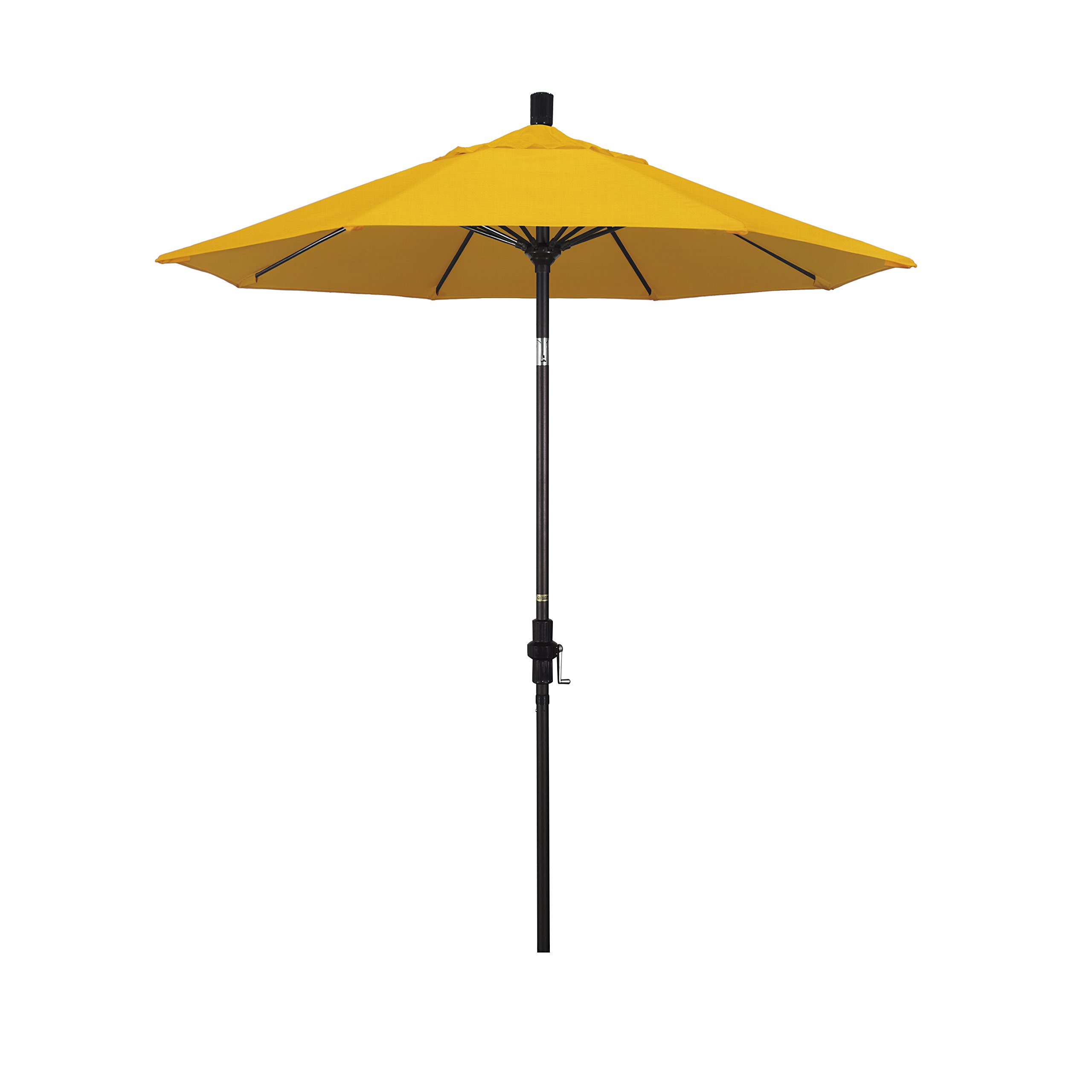 7.5' Round Patio Umbrella with Crank Lift & Tilt - Bronze Aluminum Pole & Fiberglass Ribs | Yellow Outdoor Market Umbrella for Poolside, Garden, and Backyard Relaxation