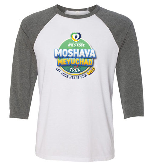 Moshava Wild Rose 3/4 Sleeve Baseball Tee - Two-Sided Graphic T-Shirt for Women - Casual & Athletic Wear for Hiking, Travel & Outdoor Adventures