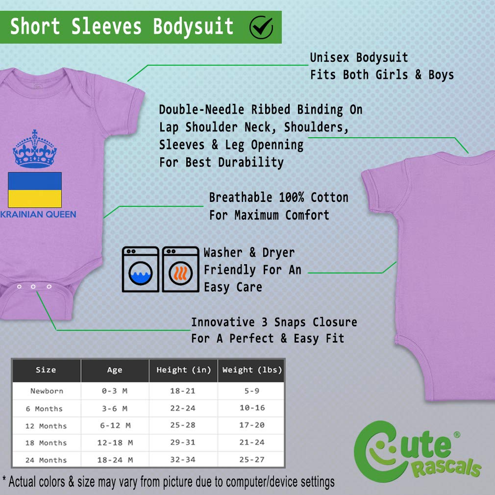 Custom Ukrainian Queen Crown Baby Bodysuit - Funny Cotton Baby Clothes for Boys & Girls - Perfect for Photoshoots, Birthday Parties & Family Events