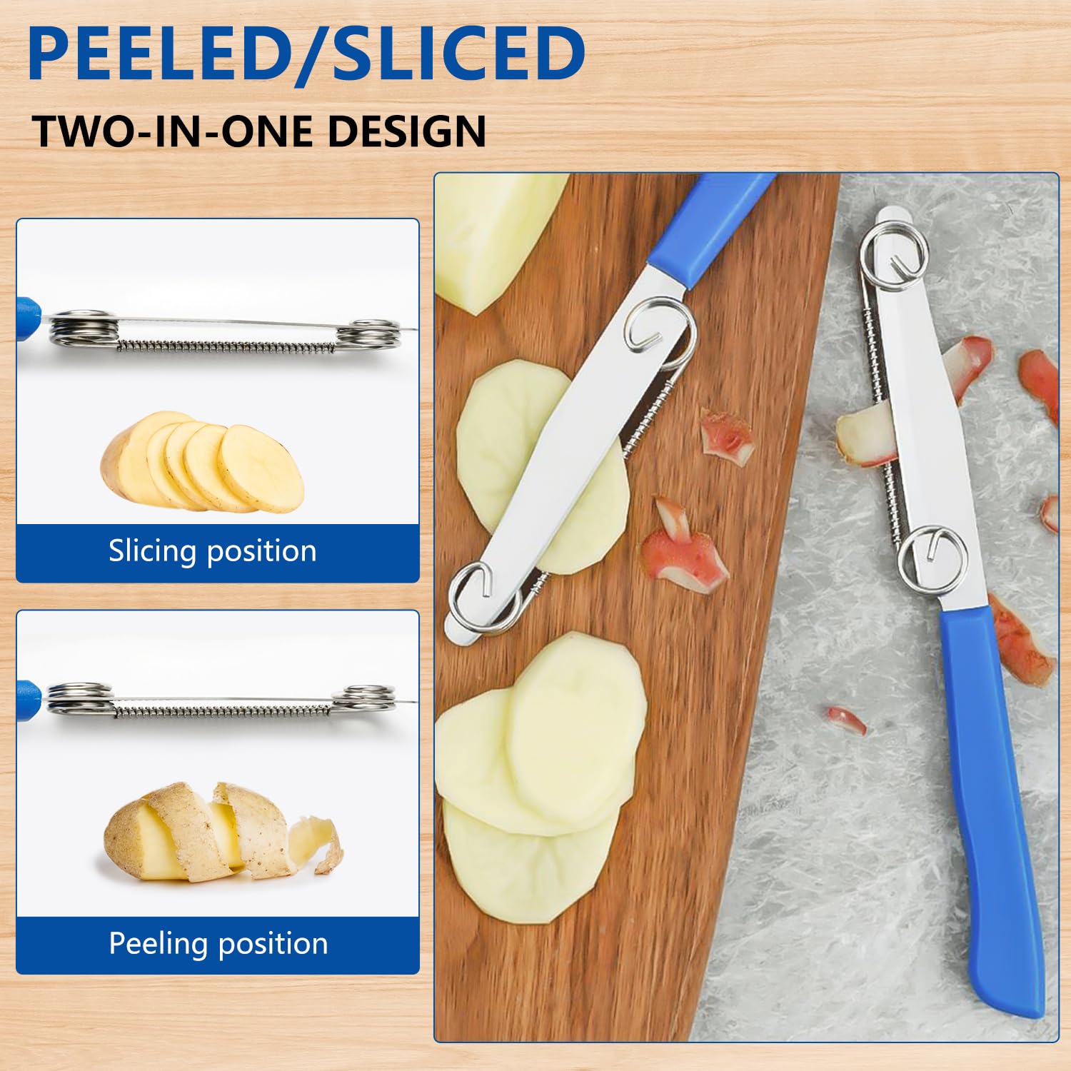 2025 New 3-in-1 Stainless Steel Multi-Function Fruit & Vegetable Peeler Knife with Removable Spring - Quick Slicing, Peeling & Cutting Tool for Kitchen, Camping & Picnics (2 Pack)