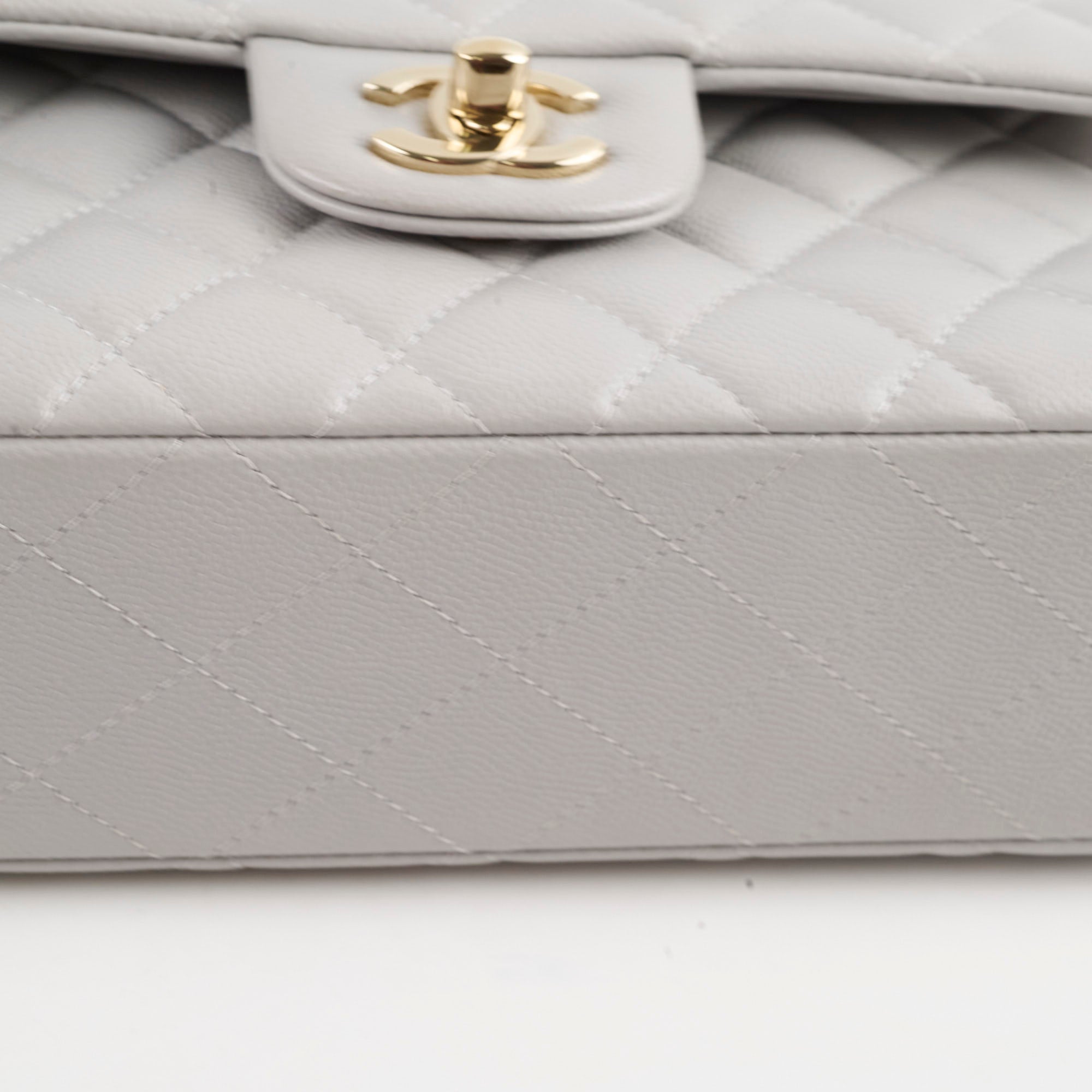 Chanel Small Caviar Double Classic Flap Bag in Dove Grey with Microchip - Luxury Designer Handbag for Women, Perfect for Evening Events & Special Occasions