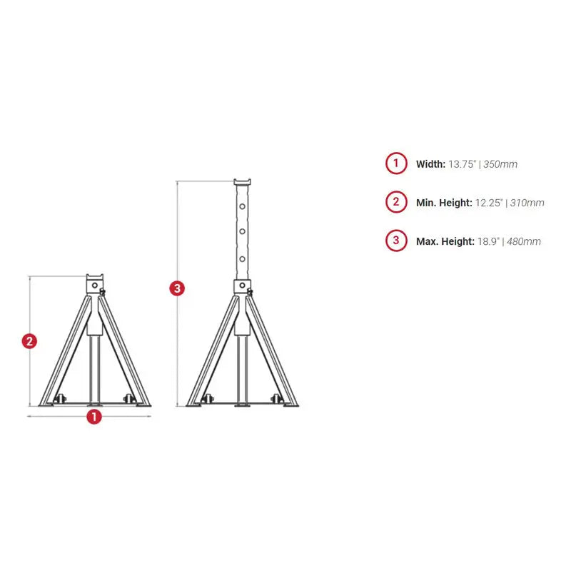 ESCO YAK 22 Ton Heavy Duty Jack Stands (Pair) - 18.9 Inch Lift Height - Professional Automotive & Truck Support - Ideal for Vehicle Maintenance, Repairs & Off-Road Use