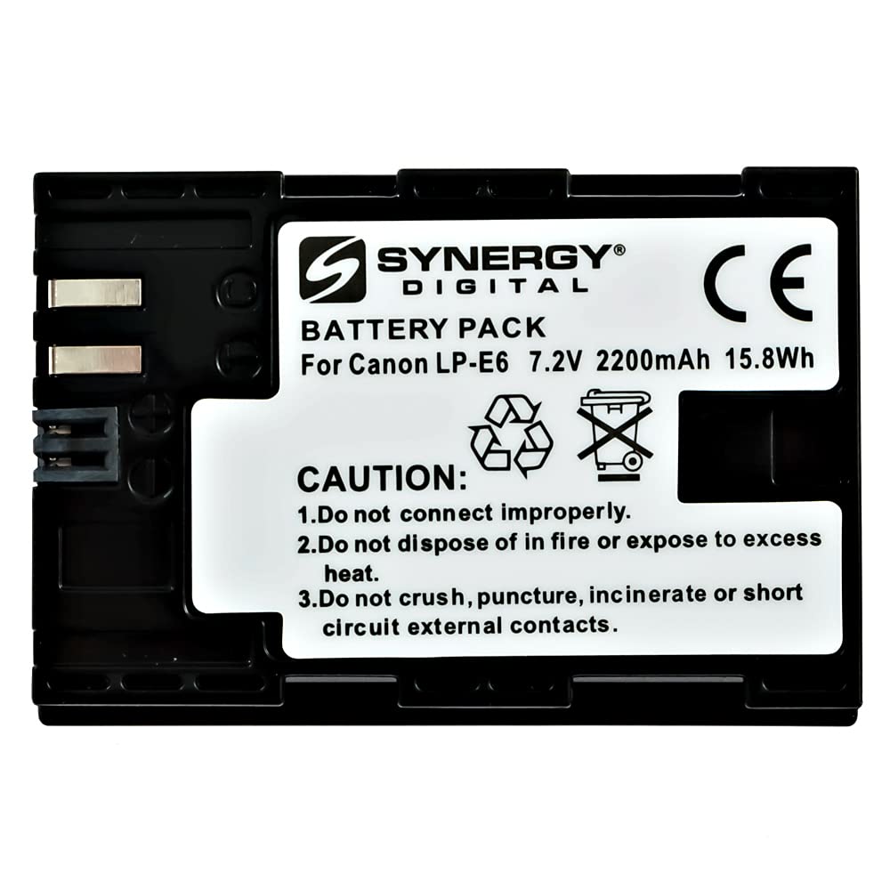 Synergy Digital Camera Battery for Canon EOS 6D Mark II - LP-E6N Replacement (Li-Ion 7.4V 2300mAh) - High Capacity Decoded Battery for Photography, Travel & Professional Shooting