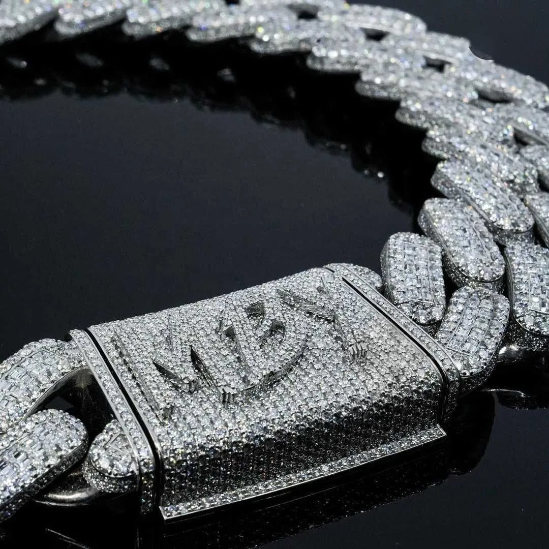 20K Gold Plated Moissanite Cuban Link Chain Necklace for Men & Women - Iced Out Hip Hop Jewelry for Parties, Gifts & Everyday Wear