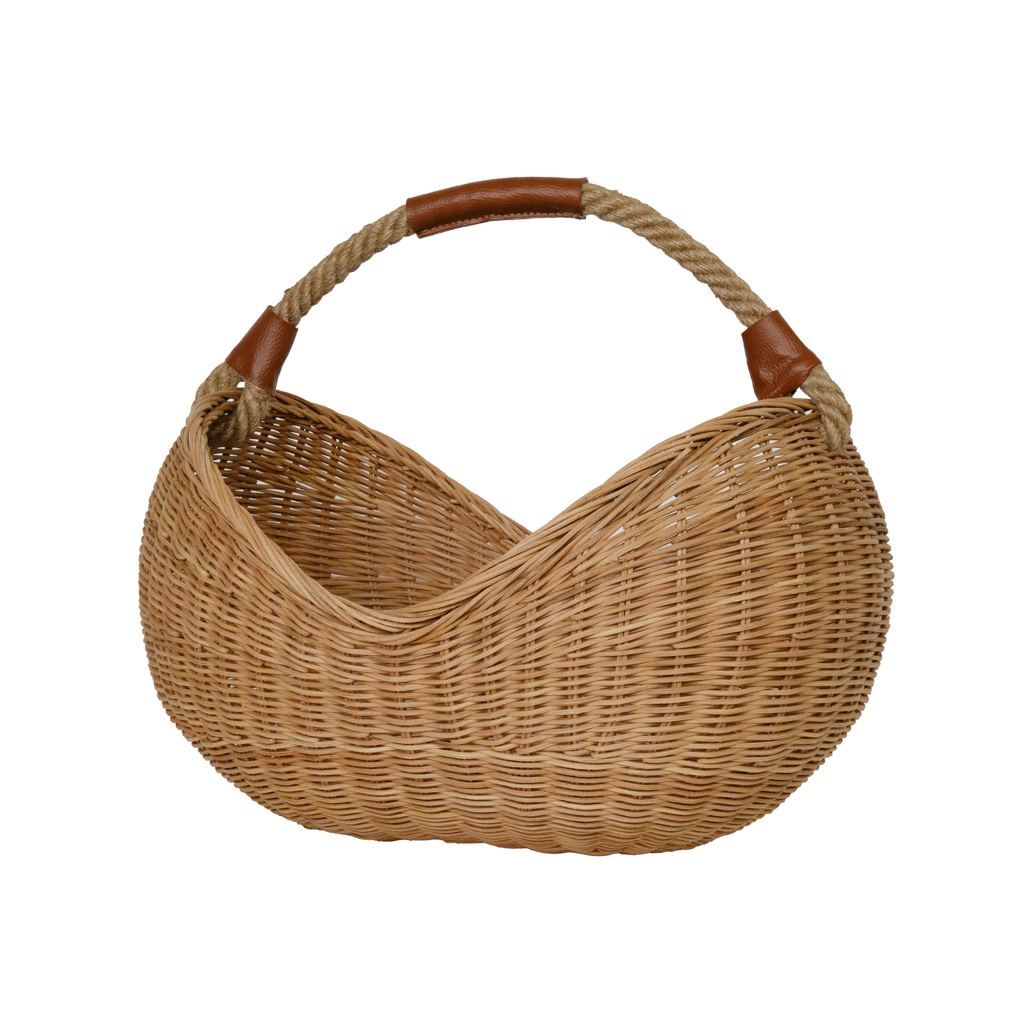 Natural Rattan Half Moon Basket - Handwoven Storage Organizer for Home Decor, Nursery, or Bathroom | Perfect for Blankets, Toys, and Essentials