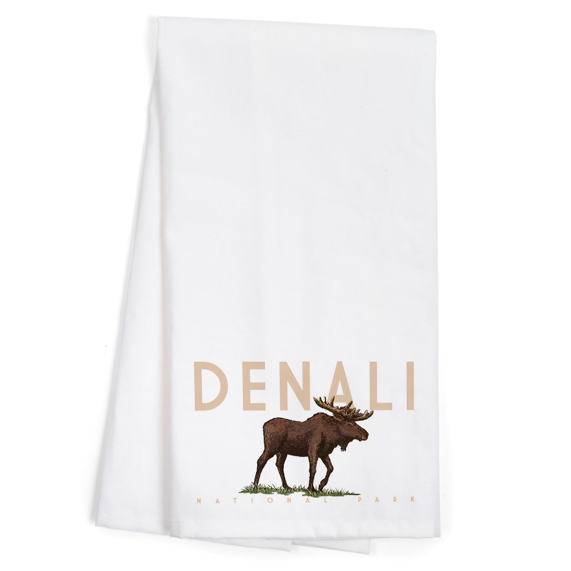 Lantern Press Denali National Park Alaska Moose Tea Towel - 100% Cotton Decorative Hand Towel for Kitchen & Home | Perfect for Dish Drying, Gift Giving & Rustic Home Decor
