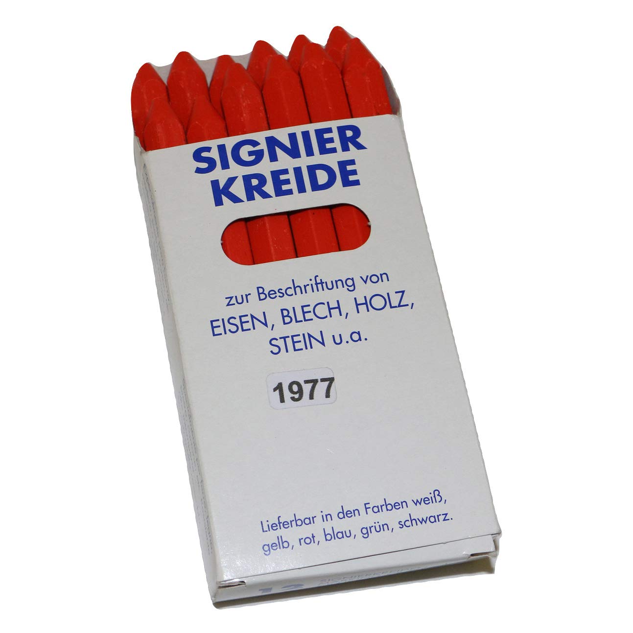 Drei Sterne 1977 Fluorescent Marking Chalk - 12 Sticks (Red) | High-Visibility Chalk for Construction, Surveying & Outdoor Marking | Ideal for Concrete, Asphalt & Rough Surfaces