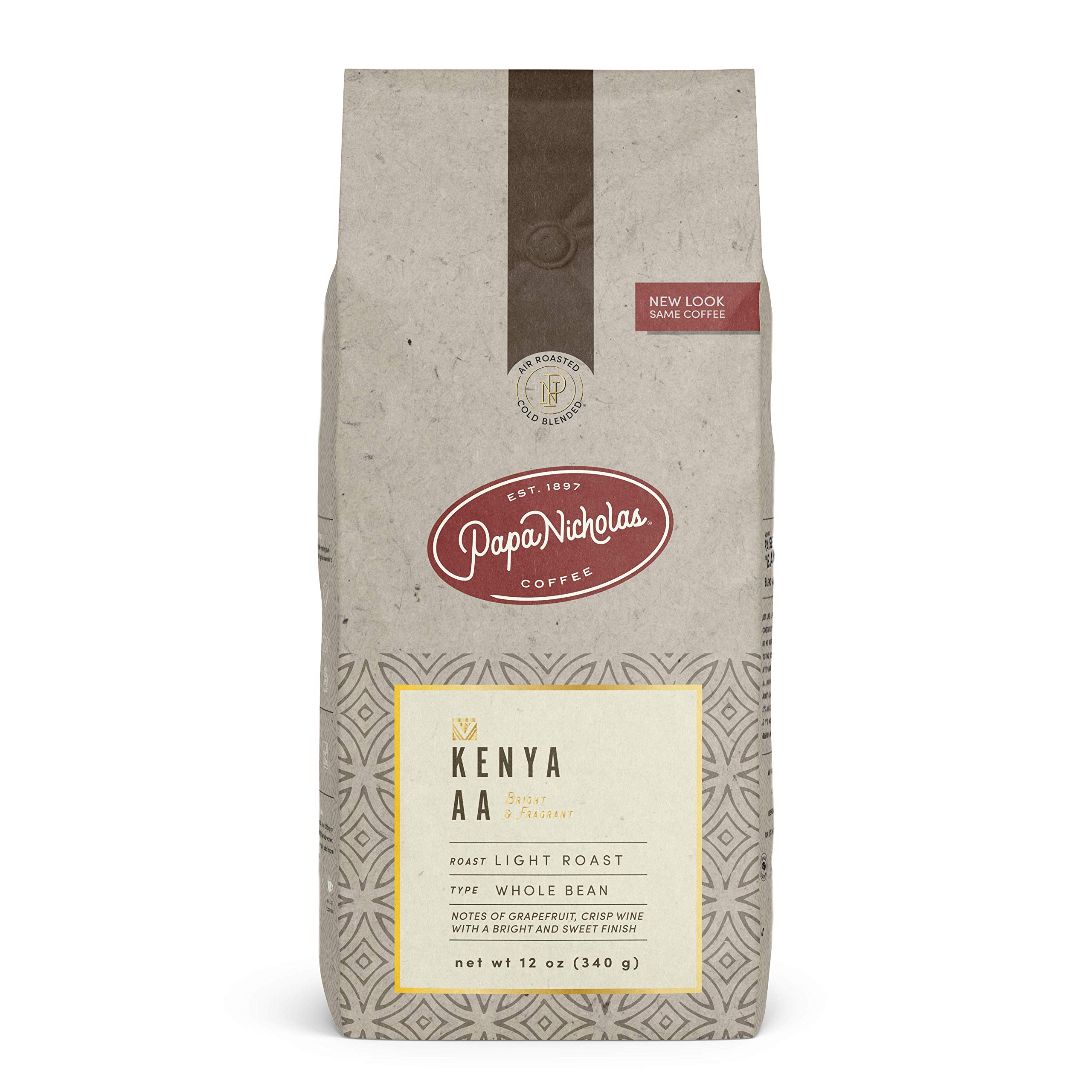 PapaNicholas Kenya AA Whole Bean Coffee - 12 Ounce Bag | Premium Arabica Beans for Espresso, French Press & Drip Coffee Makers | Perfect for Home Brewing & Office Use