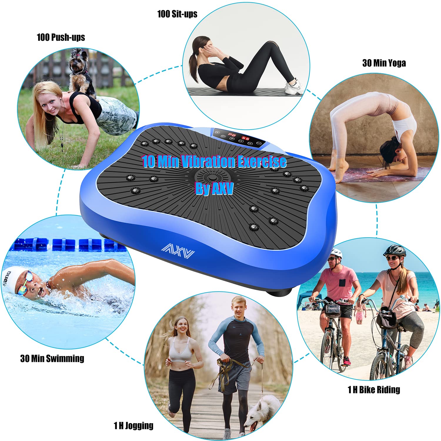 AXV Vibration Plate Exercise Machine - Whole Body Workout Platform for Weight Loss, Toning & Lymphatic Drainage | Home Gym Fitness Equipment for Women & Men | Perfect for Small Spaces & Post-Workout Recovery