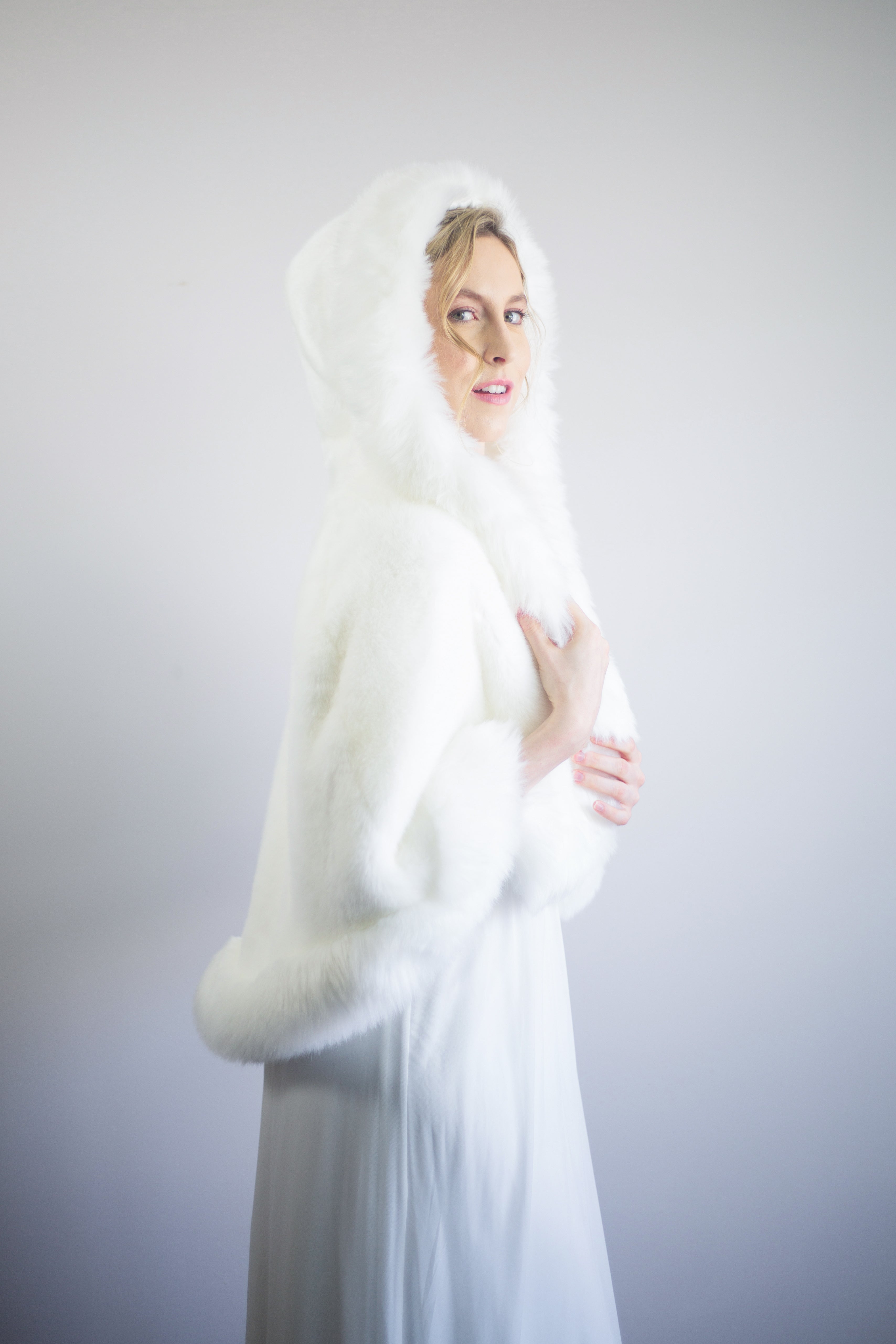 Ivory White Fur Cape - Elegant Winter Shawl for Women | Juliet Wht01 | Perfect for Weddings, Parties & Cold Weather Fashion