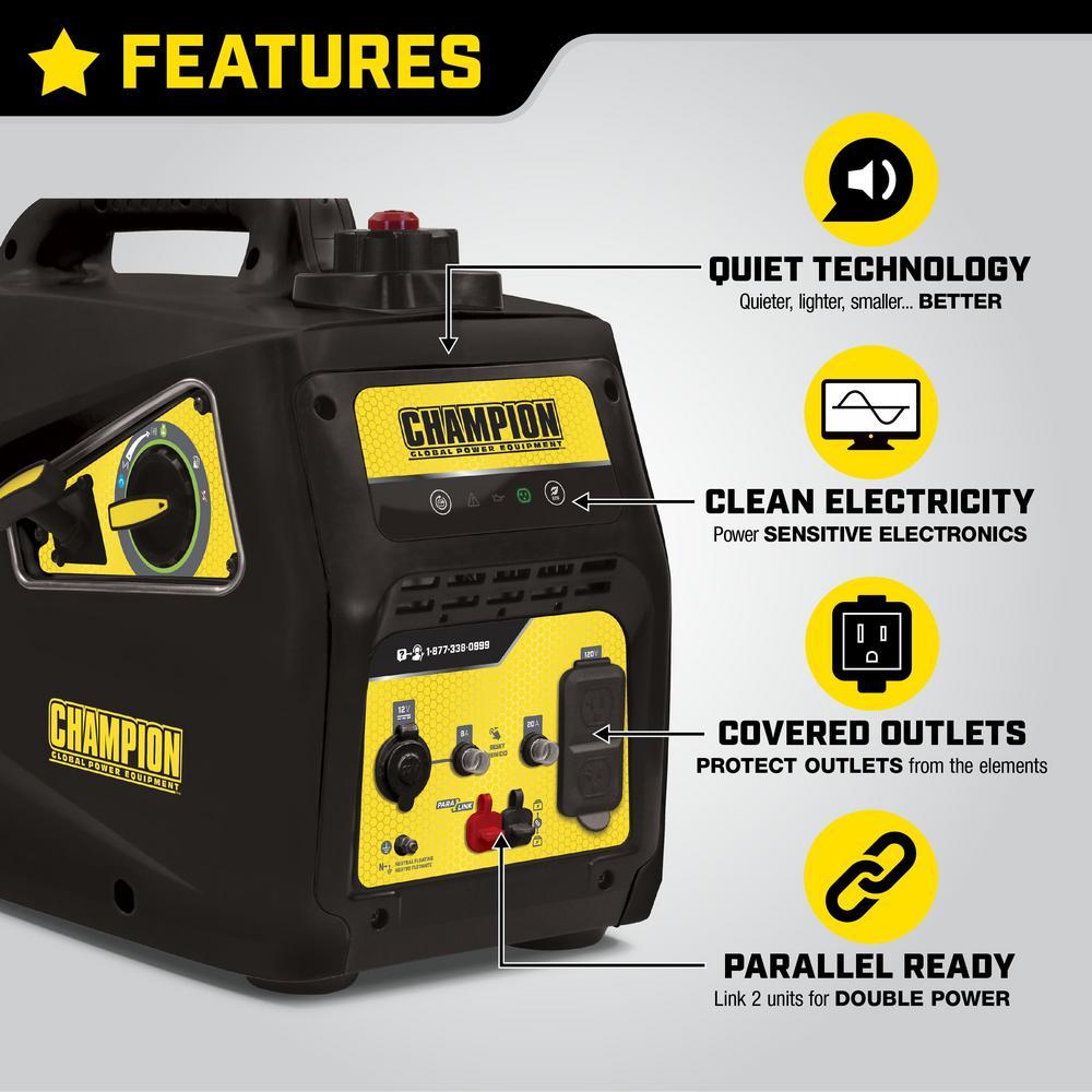 Champion 100565 1600W/2000W Portable Inverter Generator - Quiet, Lightweight & Reliable Power for Camping, RV Trips & Emergency Backup (Manufacturer RFB)
