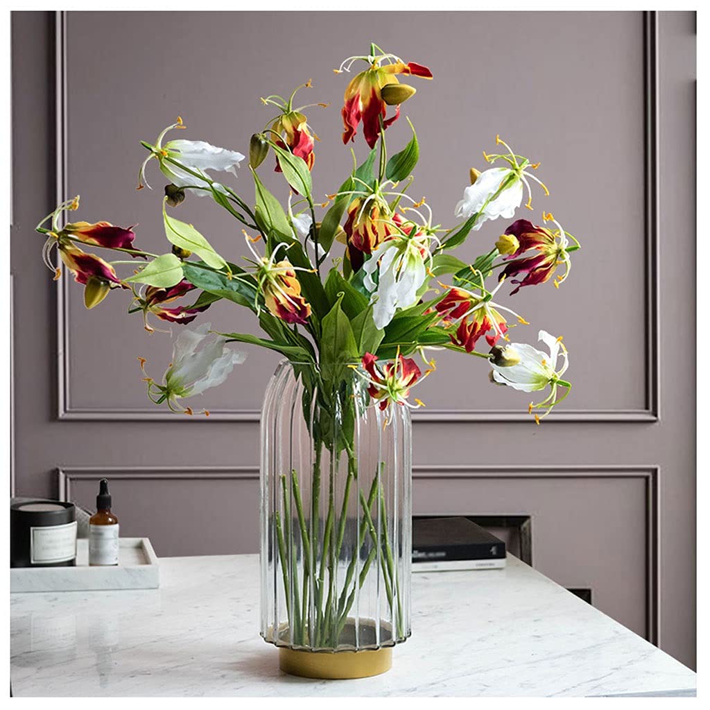 Artificial Lily Bouquet - Silk Flower Arrangement for Living Room, Dining Table, Hotel & Office Decor - Fake Flowers Set for Party, Art Hall & Interior Soft Outfit - Home & Event Decoration Flowers