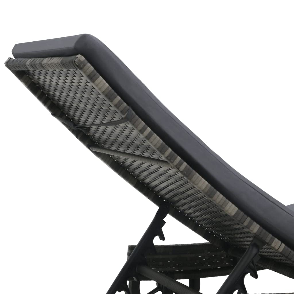 Premium CHARMMA Sun Lounger with Wheels & Cushion - Durable Poly Rattan in Anthracite - Perfect for Poolside, Patio, and Outdoor Relaxation