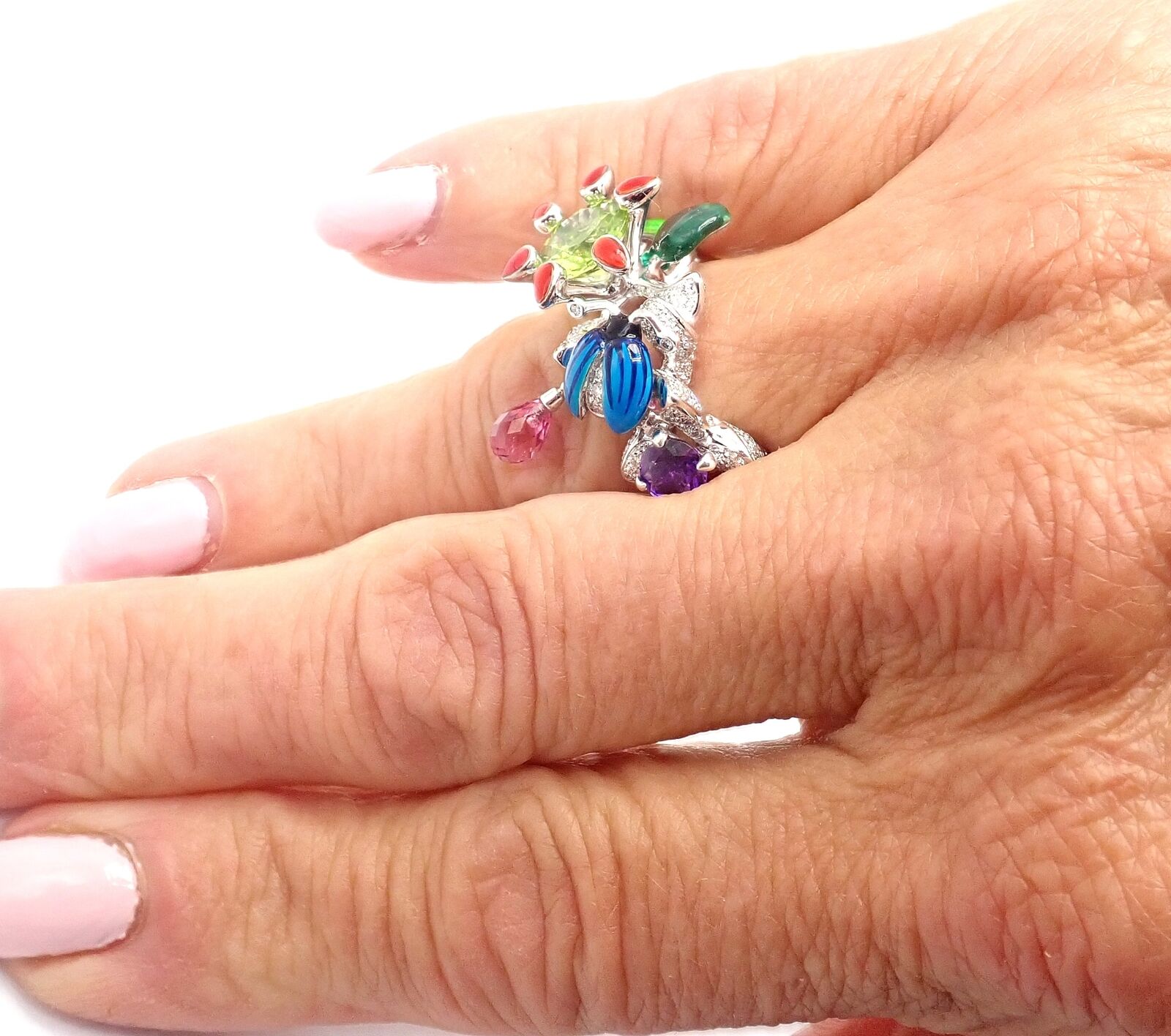 Christian Dior Milly Carnivora Epinosa 18K Gold Diamond Peridot Tourmaline Ring - Luxury Jewelry for Women, Perfect for Weddings, Anniversaries & Special Occasions