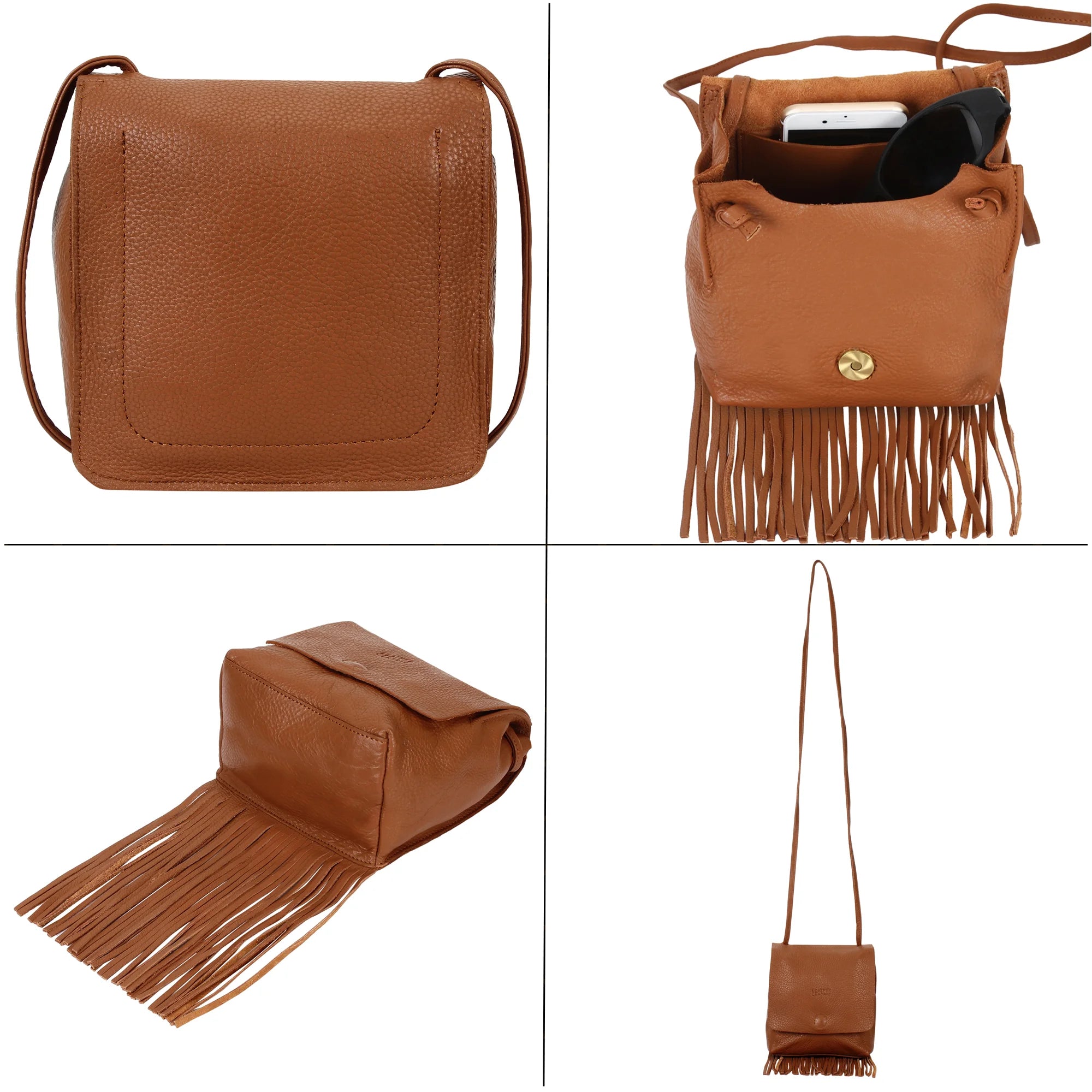 Stylish Leather Fringe Boho Crossbody Bag with Tassel for Women - Small Brown Handbag | Perfect for Casual Outings, Music Festivals & Boho Fashion