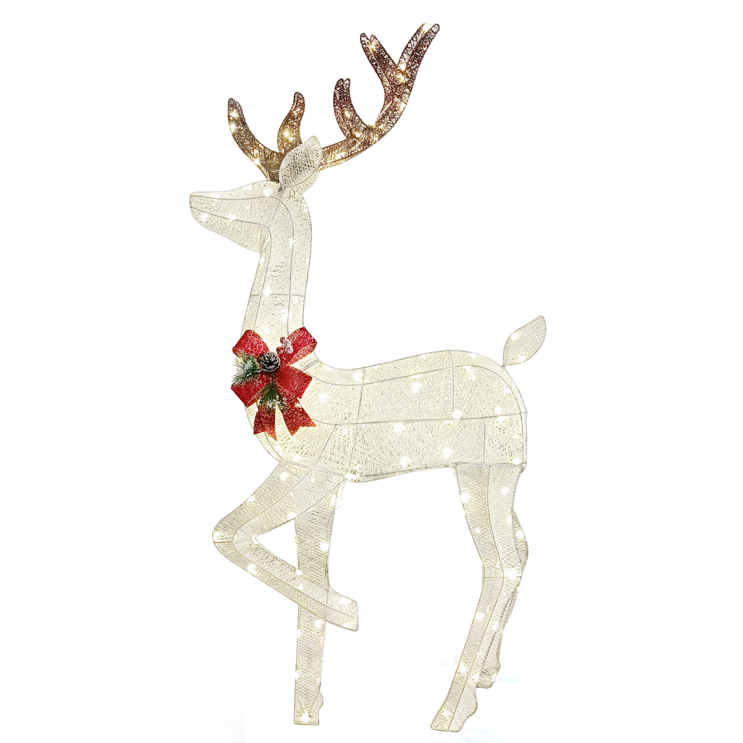 Joiedomi 150 LED Reindeer Christmas Decorations - Outdoor Lighted Xmas Deer Yard Decor for Garden, Lawn, Holiday Party & Winter Festival (Warm White)