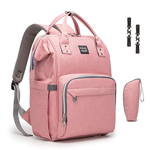 Erdoran Multifunctional Waterproof Diaper Backpack for Moms - Large Capacity Baby Travel Bag with USB Charging Port | Stylish & Durable Pink Diaper Bag | Perfect for Daycare, Travel & Outings