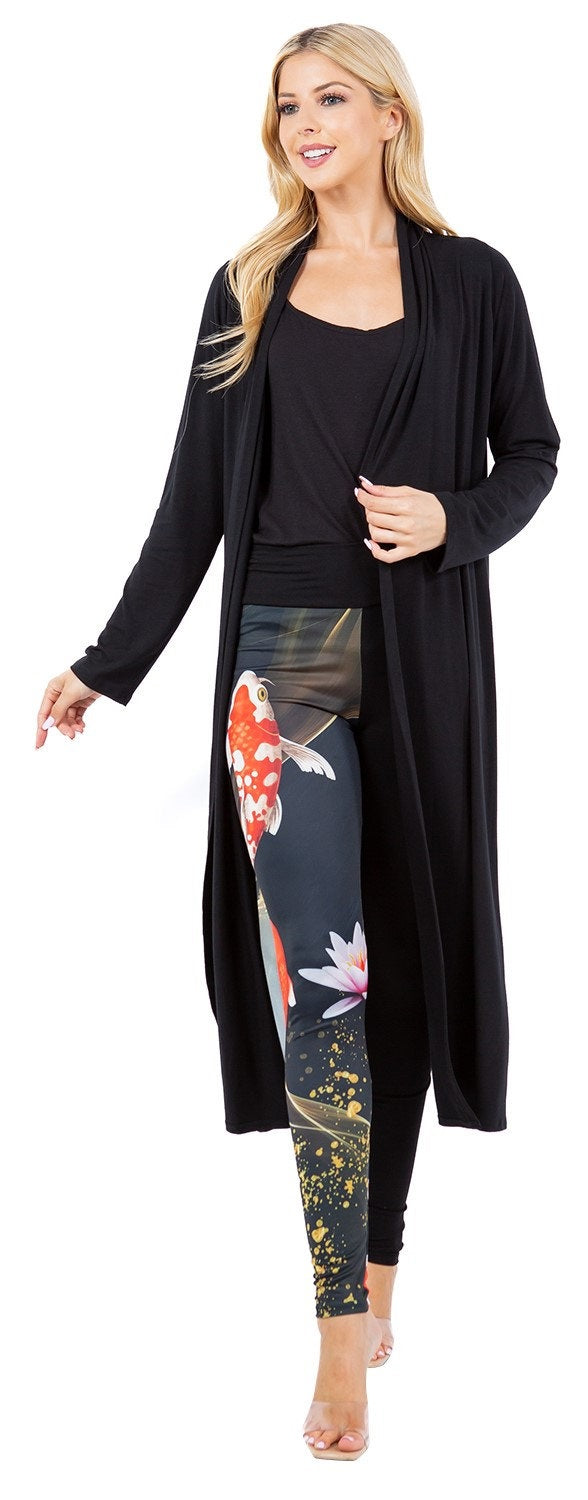 Stylish Koi Fish Print Leggings Set - High Waist Yoga Pants & Matching Top for Women - Perfect for Workout, Yoga, Dance and Casual Wear