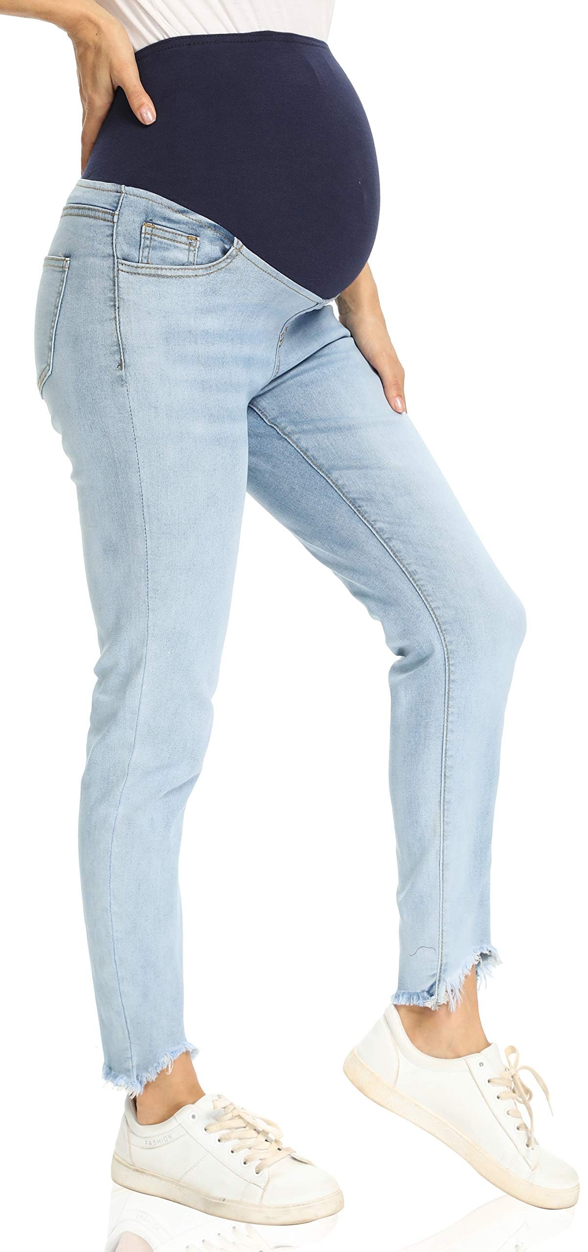 Foucome Women's Maternity Skinny Jeans - Stretch Comfort Fit Ripped Denim Pants for Pregnancy - Perfect for Casual Wear, Work & Everyday Outfits