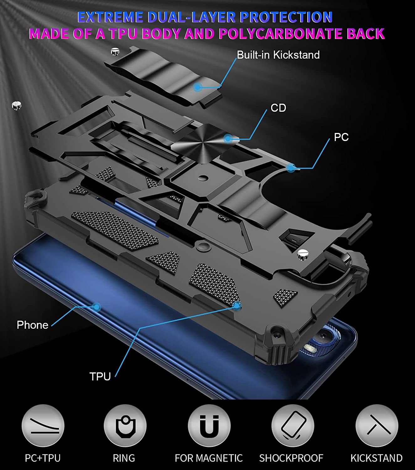 Motorola Edge Plus Case with Moto Edge Tempered Glass Screen Protector - Camo Tree Design for Men | Shockproof & Scratch-Resistant Protection for Everyday Use & Outdoor Activities