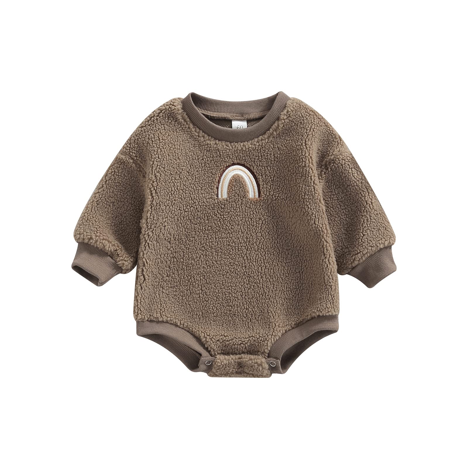 Baby Girl & Boy Long Sleeve Crewneck Sweatshirt Romper - Oversized Waffle Knit Pullover Bodysuit - Cozy Fall Outfit for Playdates, Family Photos & Seasonal Comfort