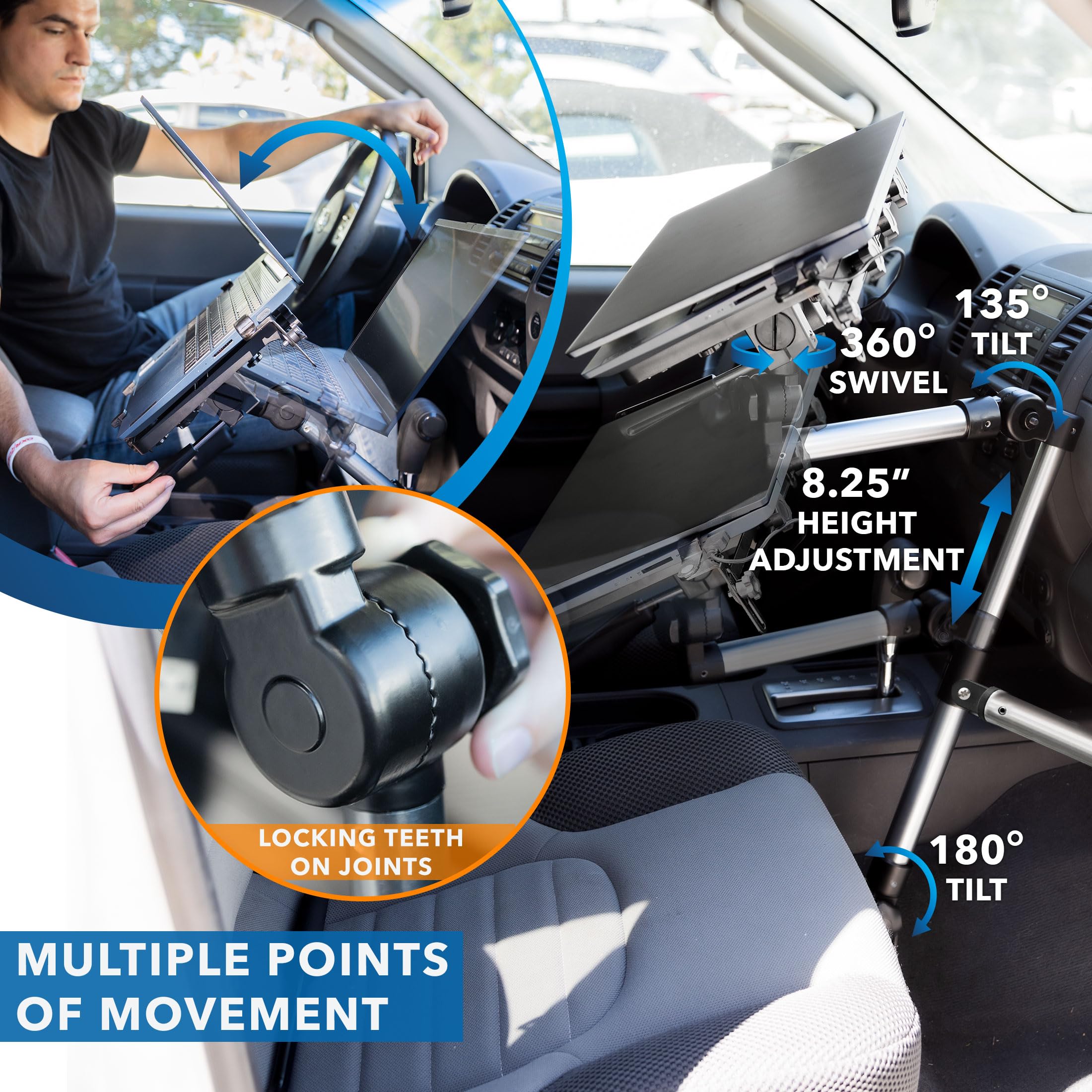 Mount-It! Heavy-Duty No Drill Car Laptop Mount - Universal Vehicle Stand for Trucks, Vans & SUVs | Secure Workspace Solution for Commercial & Personal Use | Perfect for Road Trips, Delivery Drivers & Mobile Professionals