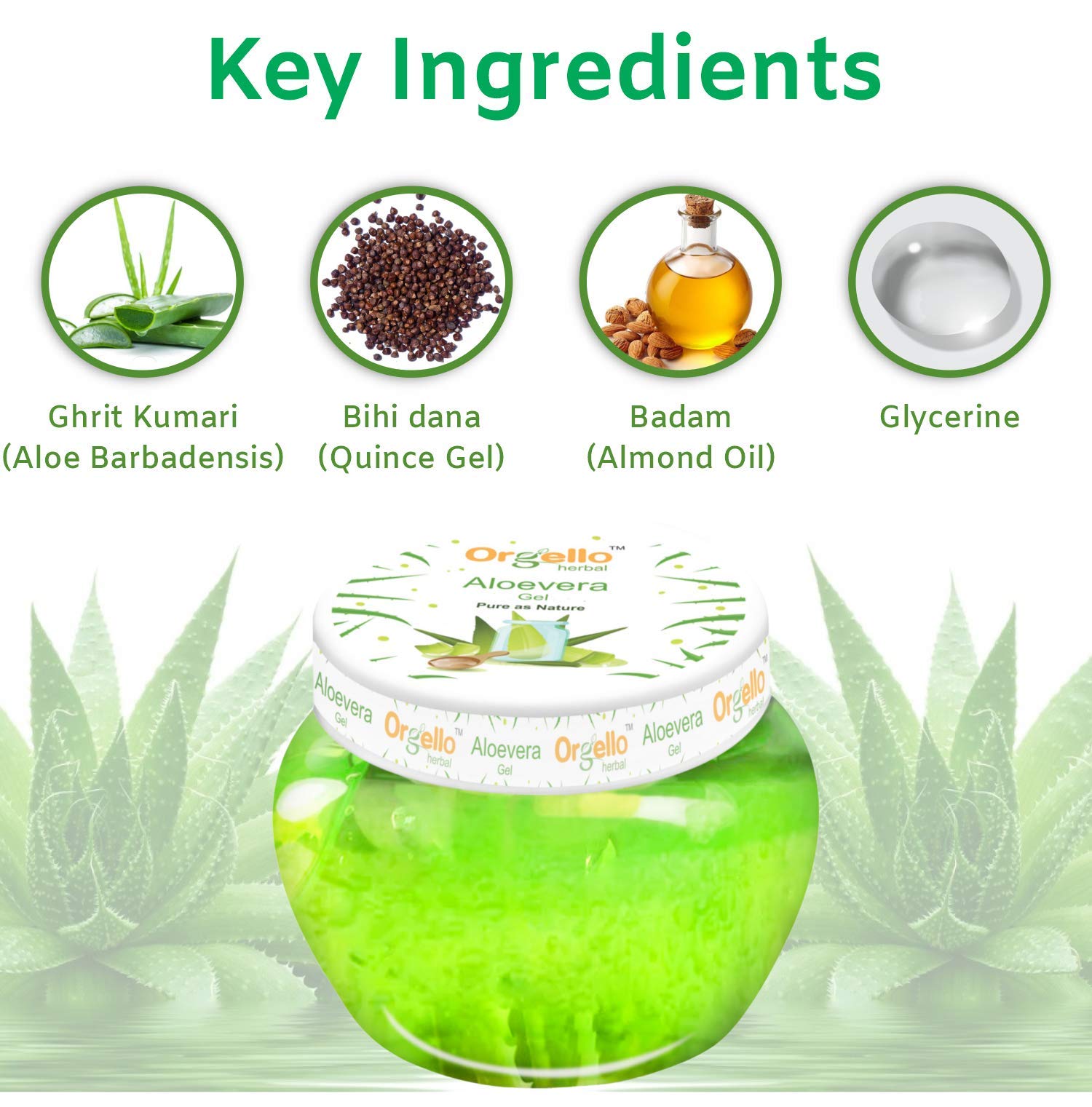 Orgello Herbal Aloe Vera Massage Gel for Face & Body - 100gm Pure Aloe Gel for Acne, Scars & Glowing Skin + Lemon Honey Face Wash (Pack of 2) - Perfect for Daily Skincare Routine & Post-Sun Care