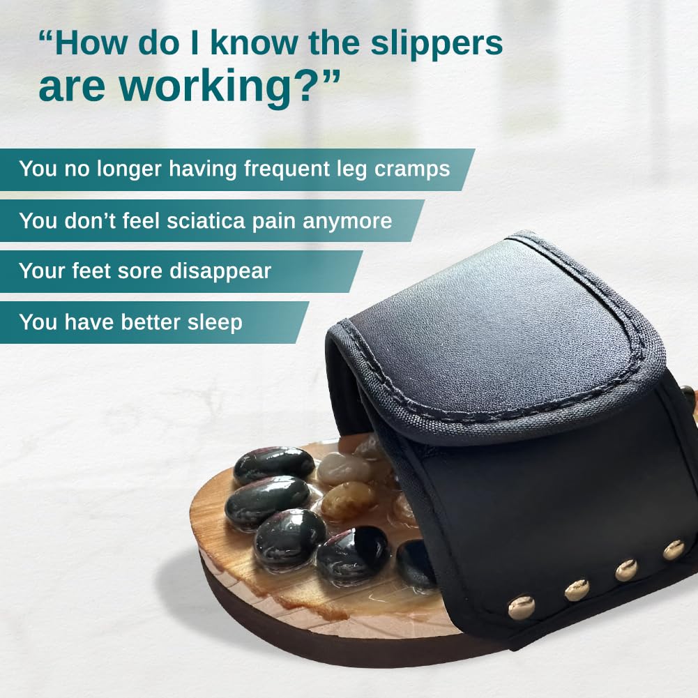 **Earth Stone Acupressure Massage Slippers - Reflexology Sandals for Foot Pain Relief, Shiatsu Arch Support, Women's Size 6-7 (US) - Perfect for Relaxation, Stress Relief & Home Spa Therapy**