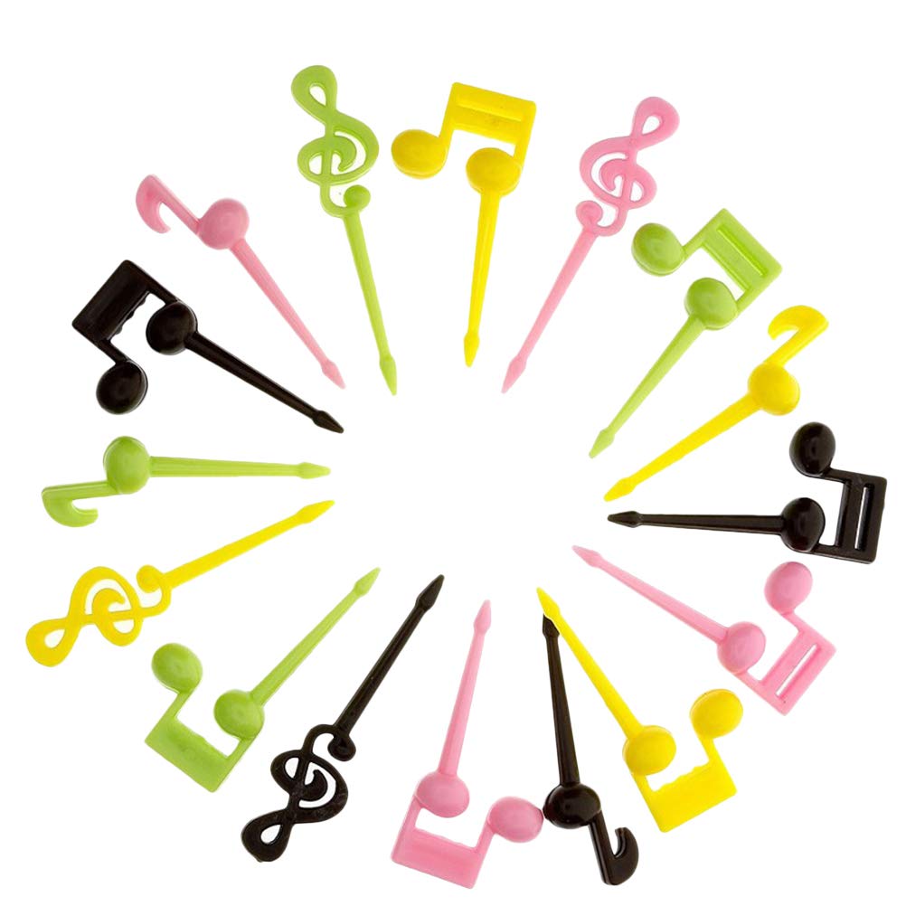 32-Piece Cartoon Music Note Fruit Forks Set - Decorative Food Picks for Parties, Desserts & Fruit Platters (16pcs x 2 Packs) - Perfect for Birthday Celebrations, Baby Showers & Picnics